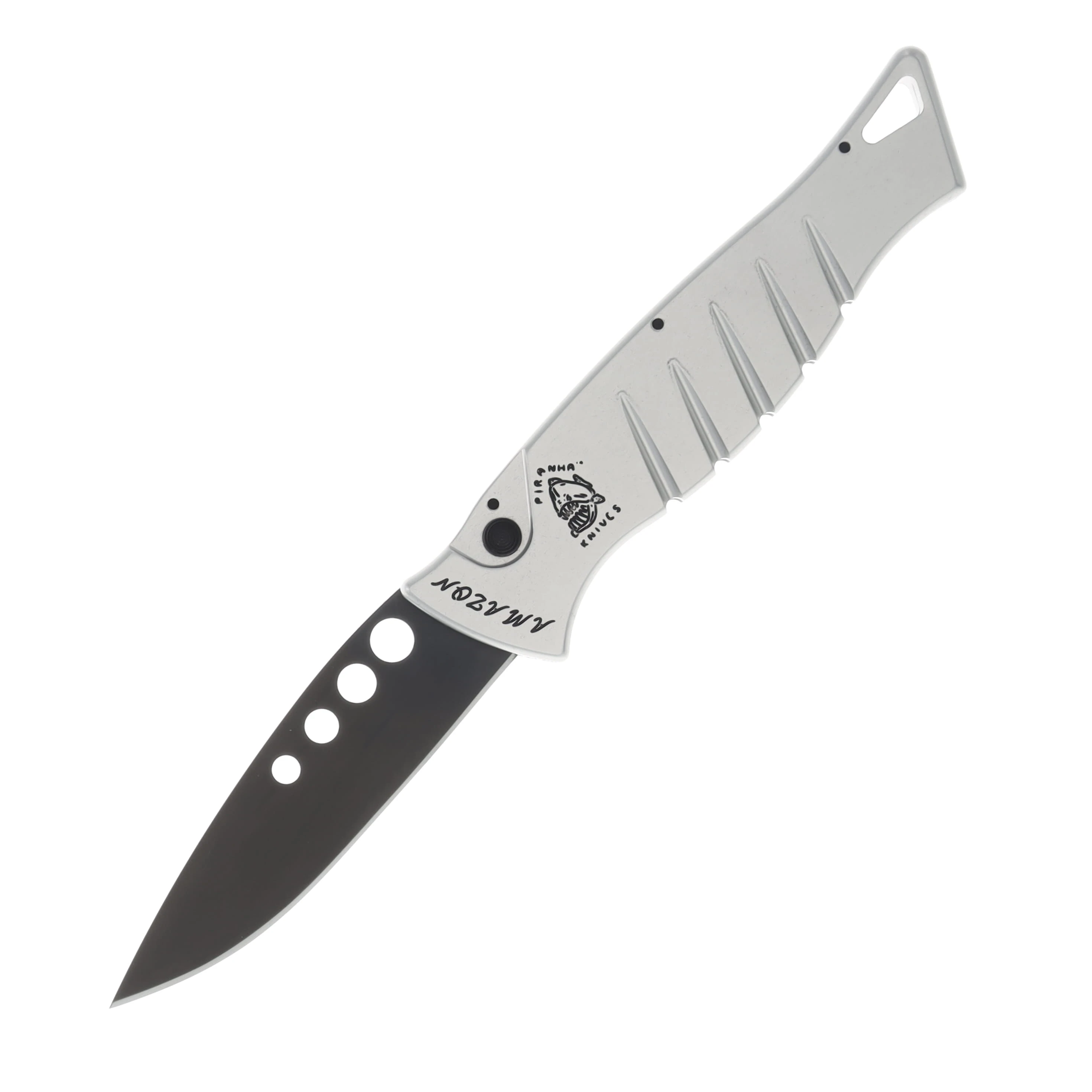 Piranha USA Amazon Automatic Knife Black Spear Point/Sculpted Silver PKCP3ST View 1