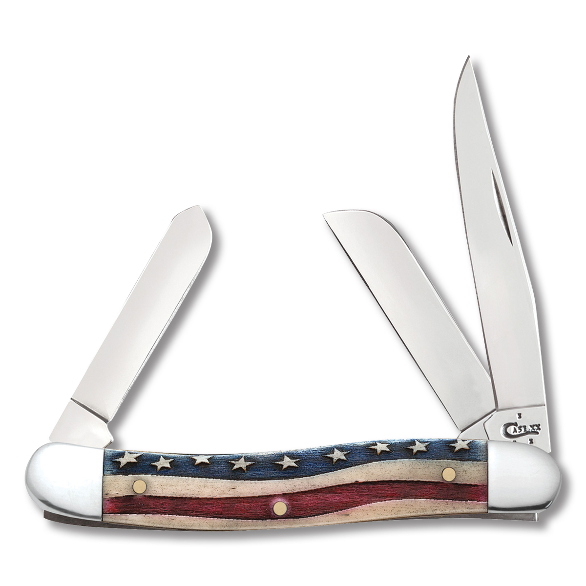 Case XX Star Spangled Smooth Bone Medium Stockman Folding Knife CA64136 View 1