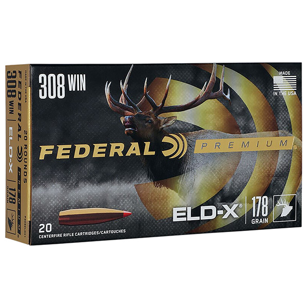 Federal Premium 308 Winchester Rifle Ammunition 20 Rounds Brass Centerfire 178 Grain ELD-X PT P308ELDX1 View 1