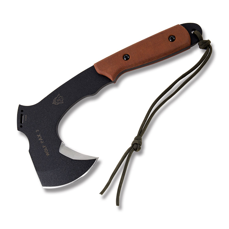 TOPS Wolf Pax 2 Axe Black Traction Coated Carbon Steel/Tan Canvas Micarta TPWPAX02 View 3