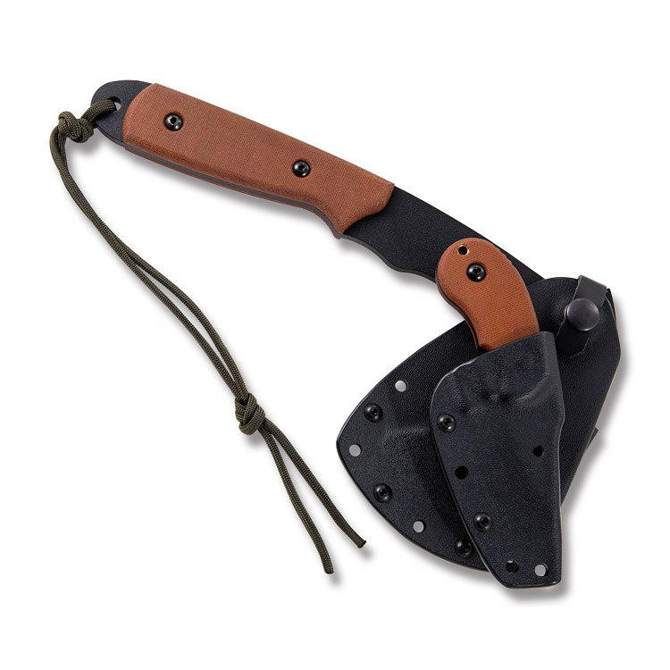 TOPS Wolf Pax 2 Axe Black Traction Coated Carbon Steel/Tan Canvas Micarta TPWPAX02 View 6