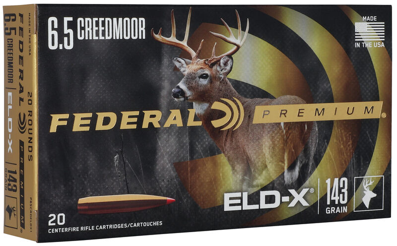 Federal Premium 6.5 Creedmoor Ammunition 143 Grain Brass 20 Rounds ELD-X PT P65CRDELDX1 View 1