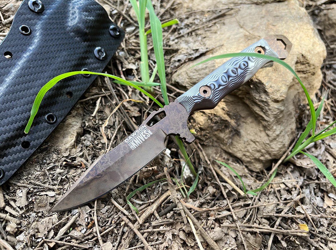 Dawson Knives Smuggler Fixed Blade Knife Scorched Earth MagnaCut/White & Black G-10 DK18 View 1
