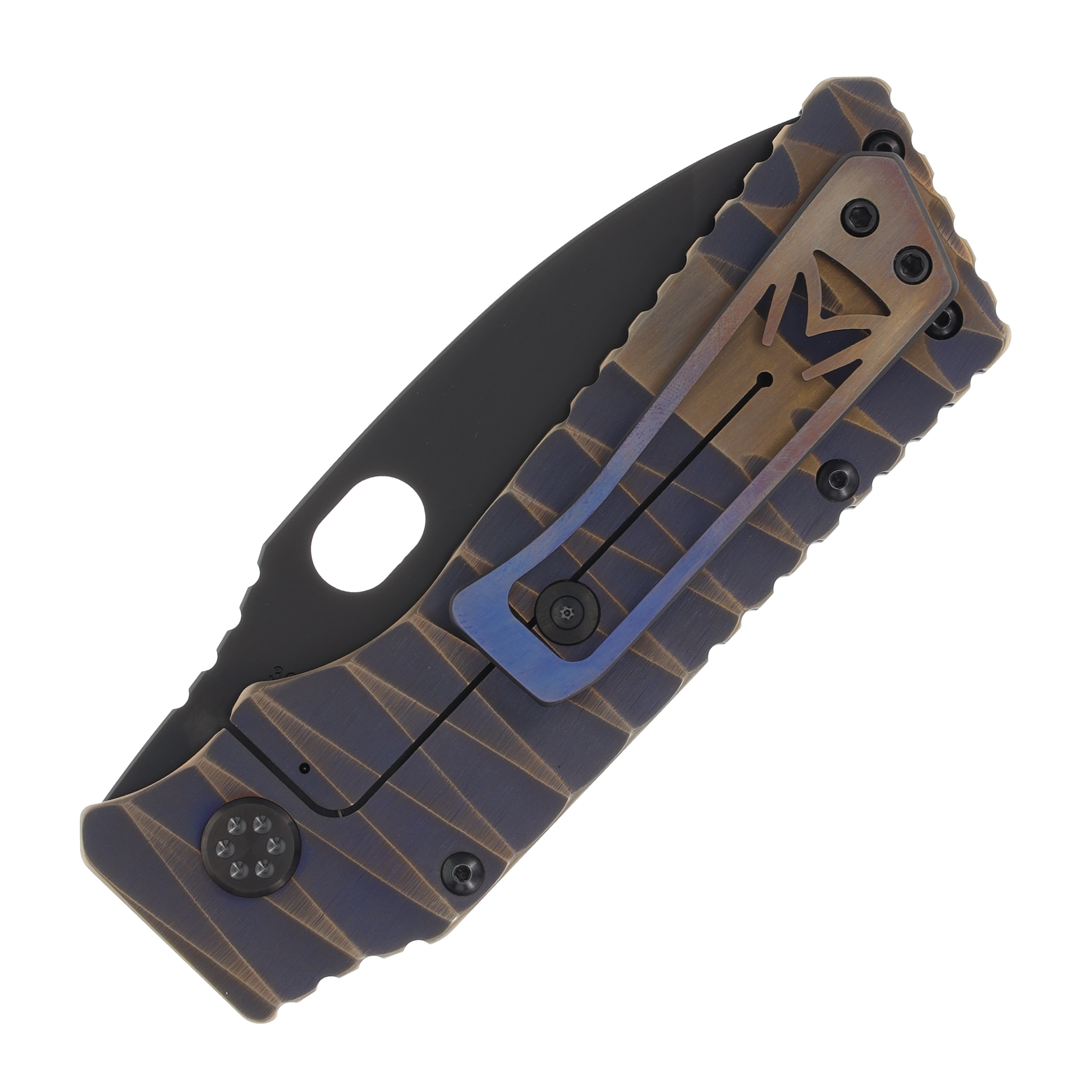 Medford TFF-1 Folding Knife PVD Drop Point/Tumbled Violet with Bronze Hardware MK014SPQ-38A3-TPCP-Q4 View 3
