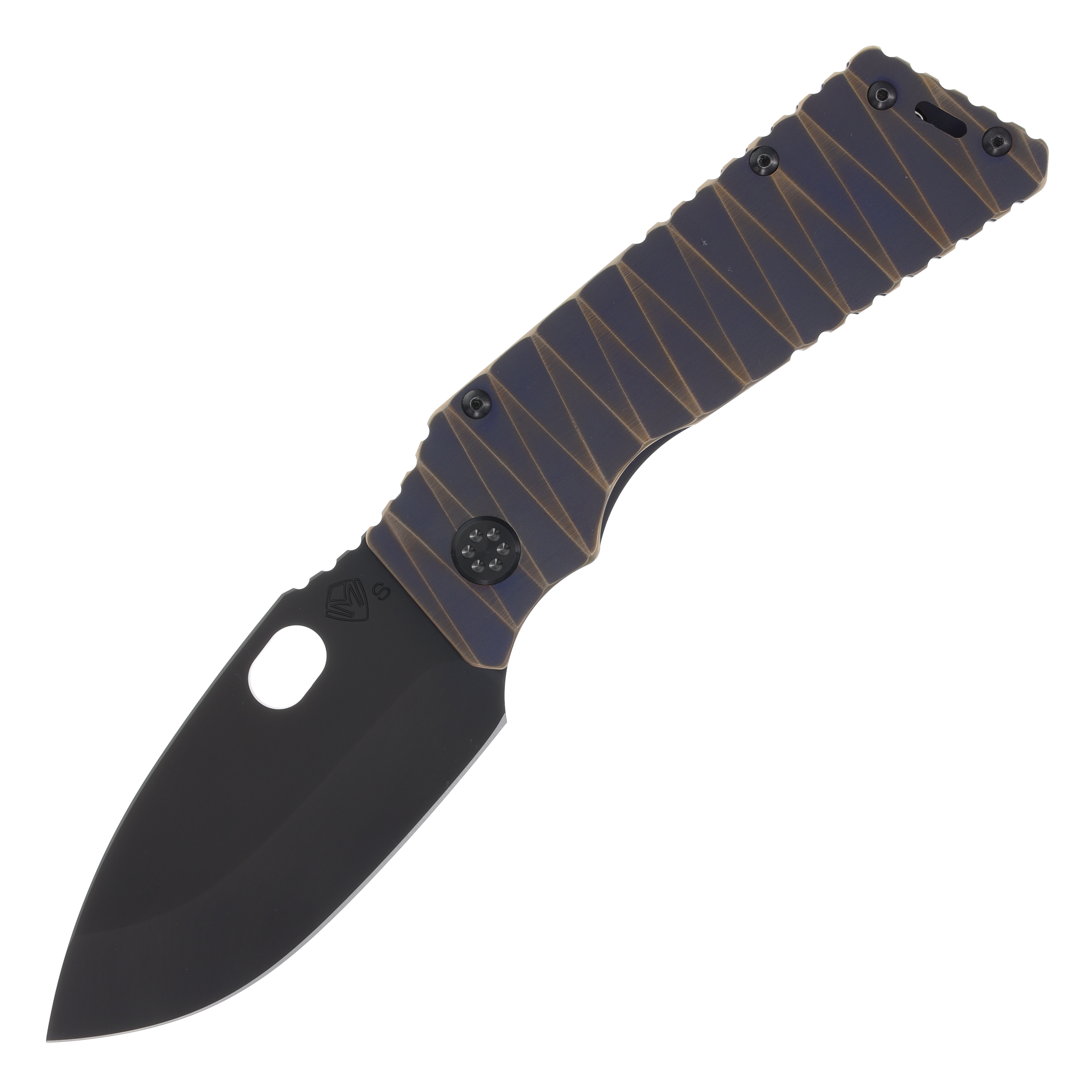 Medford TFF-1 Folding Knife PVD Drop Point/Tumbled Violet with Bronze Hardware MK014SPQ-38A3-TPCP-Q4 View 1