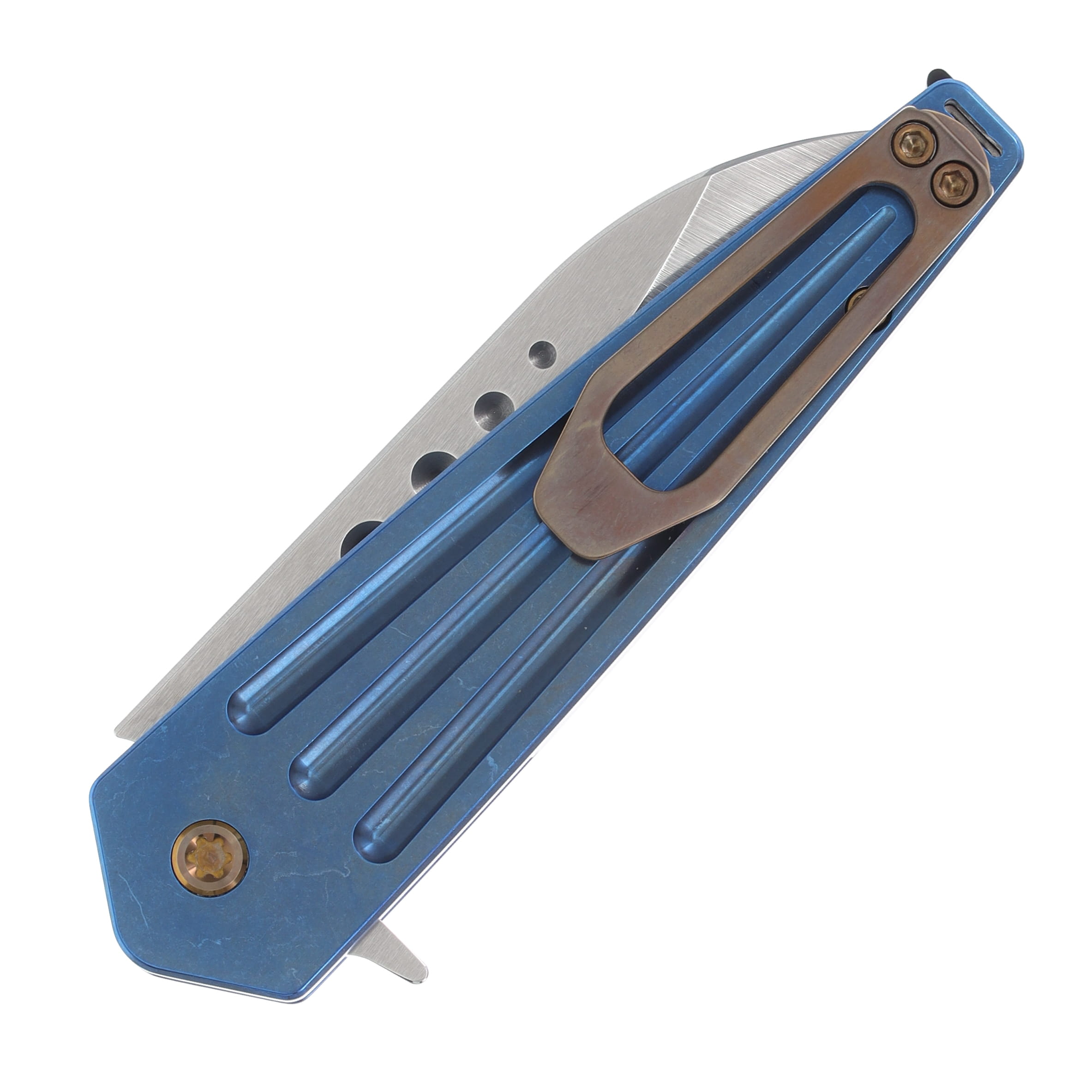 Medford Nosferatu Folding Knife 3.5in Tumbled Spear Point Blade Blue MK210STQ-37A2-T1C1-BN View 2