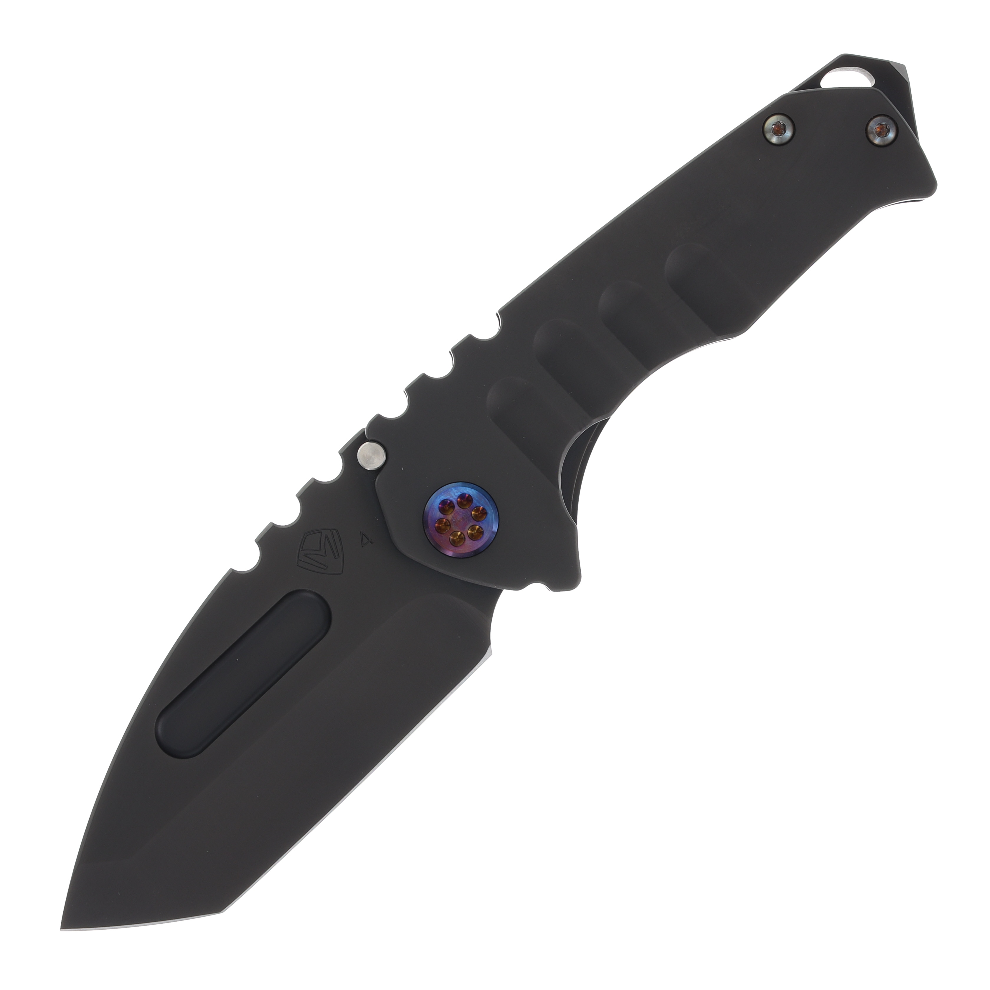 Medford Praetorian Genesis T Framelock Folding Knife (PVD S45VN Tanto, PVD Handles, Flamed Hardware) MK0294PT-30PV-TFCF-BP View 3