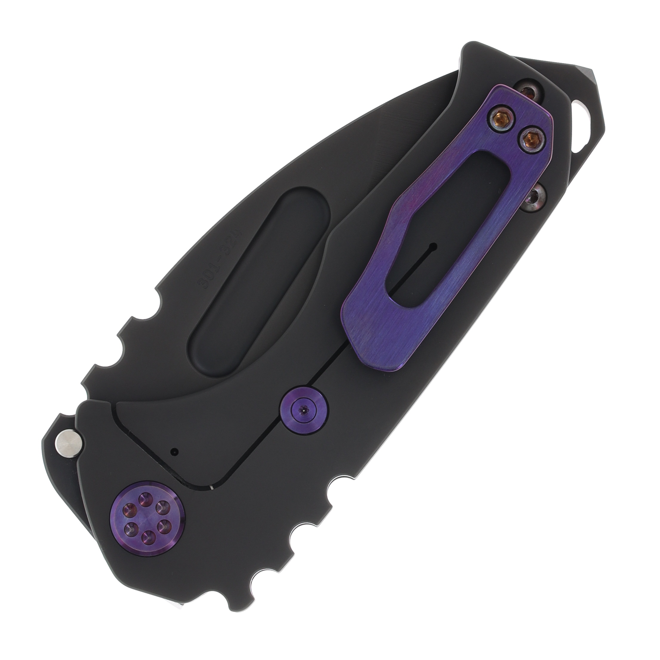 Medford Praetorian Genesis T Folding Knife PVD S45VN Drop Point/PVD Handles/Violet Hardware MK0294PD-30PV-T3C3-BP View 2