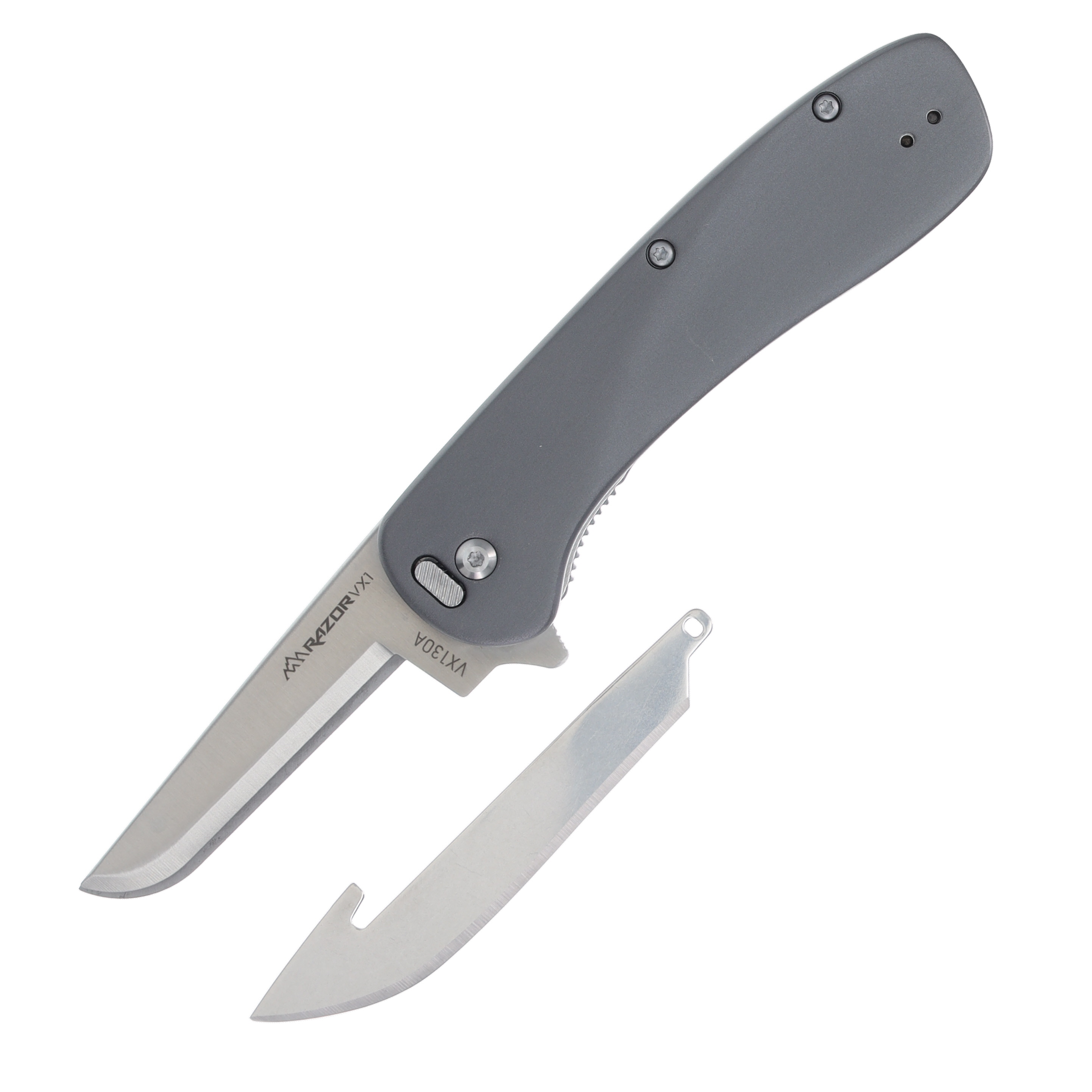 Outdoor Edge VX1 Spring-Assisted, Replaceable Blade Folding Knife-Cool Gray OEVX130AC View 5