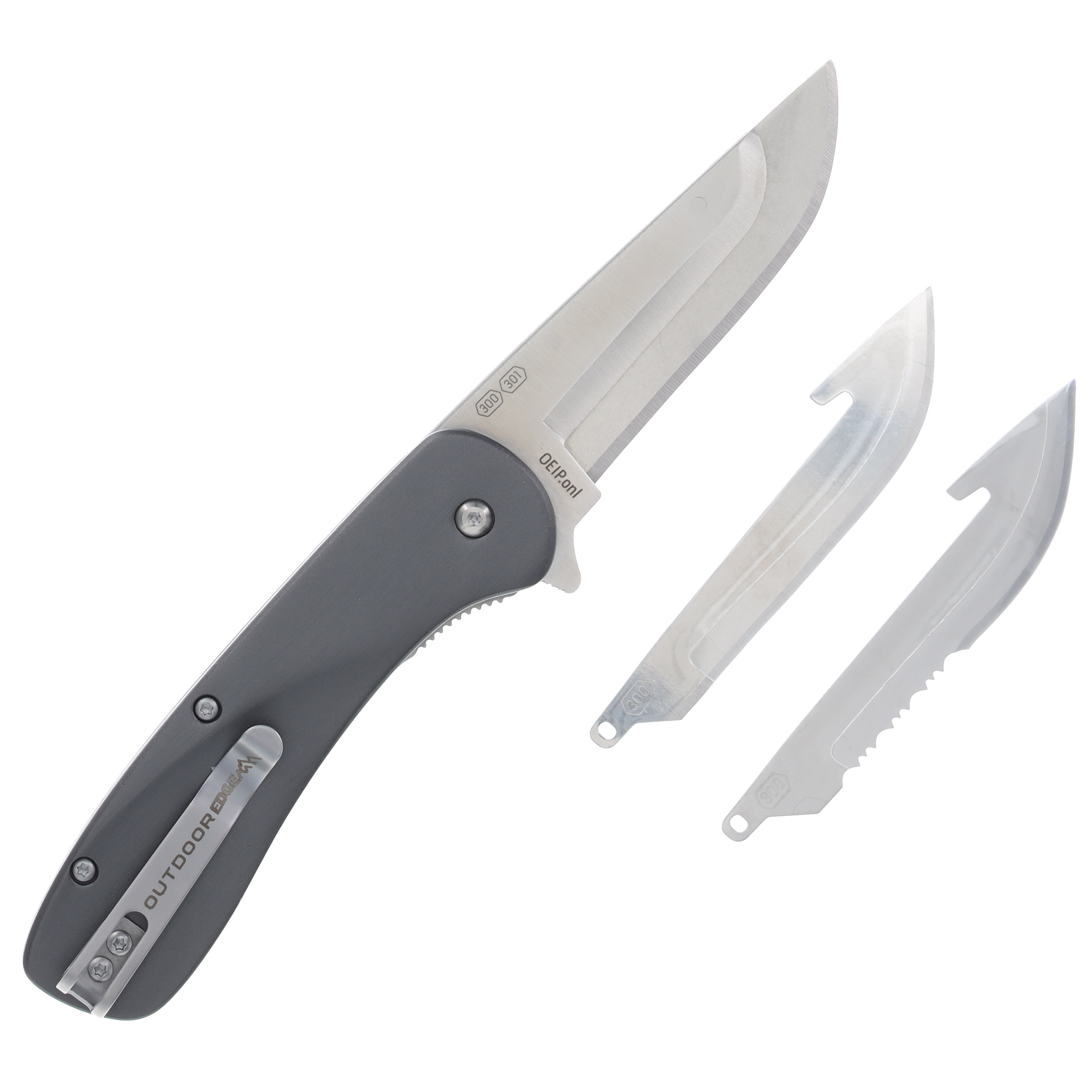 Outdoor Edge VX1 Spring-Assisted, Replaceable Blade Folding Knife-Cool Gray OEVX130AC View 2