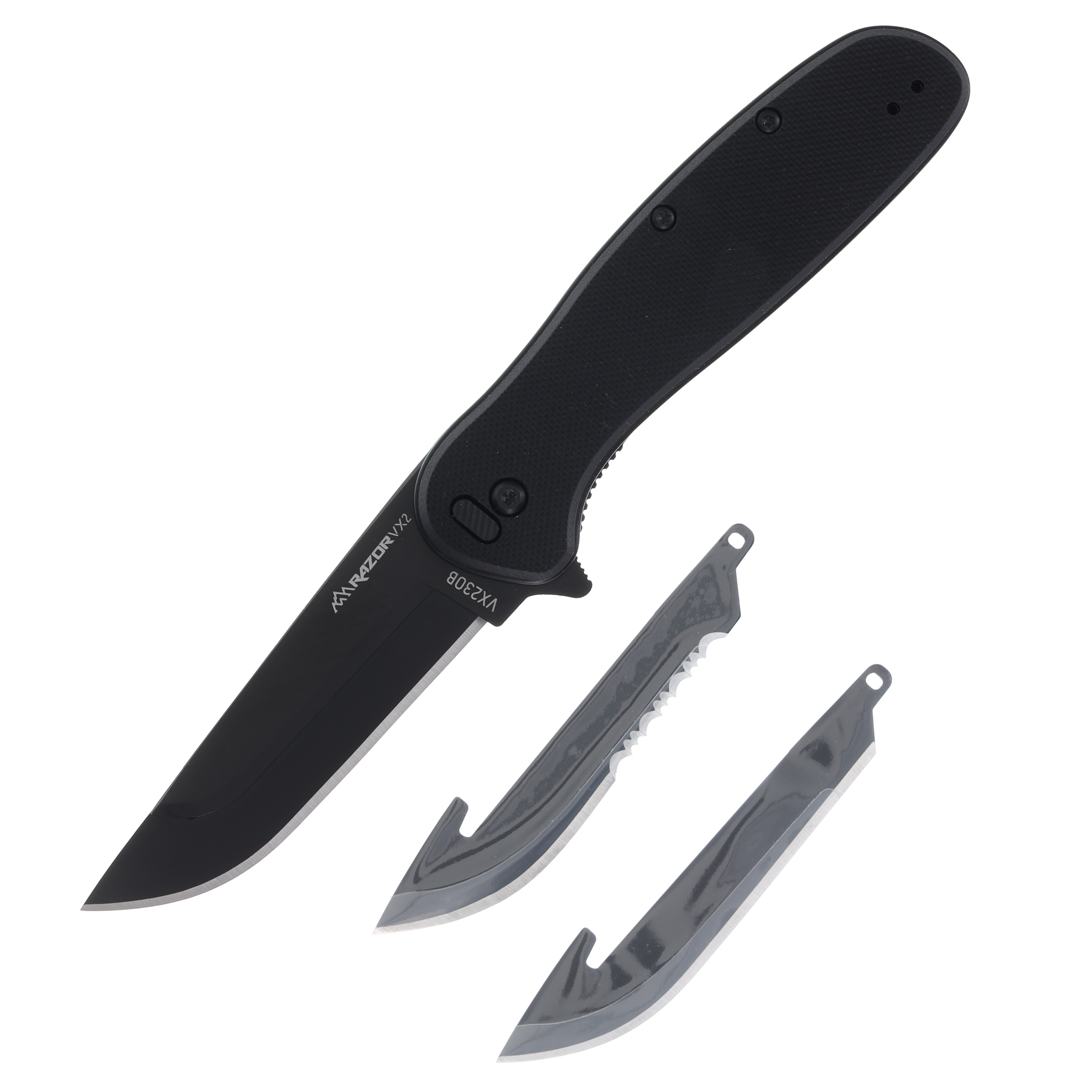 Outdoor Edge VX2 Spring-Assisted, Replaceable Blade Folding Knife Black G-10 OEVX230BC View 1