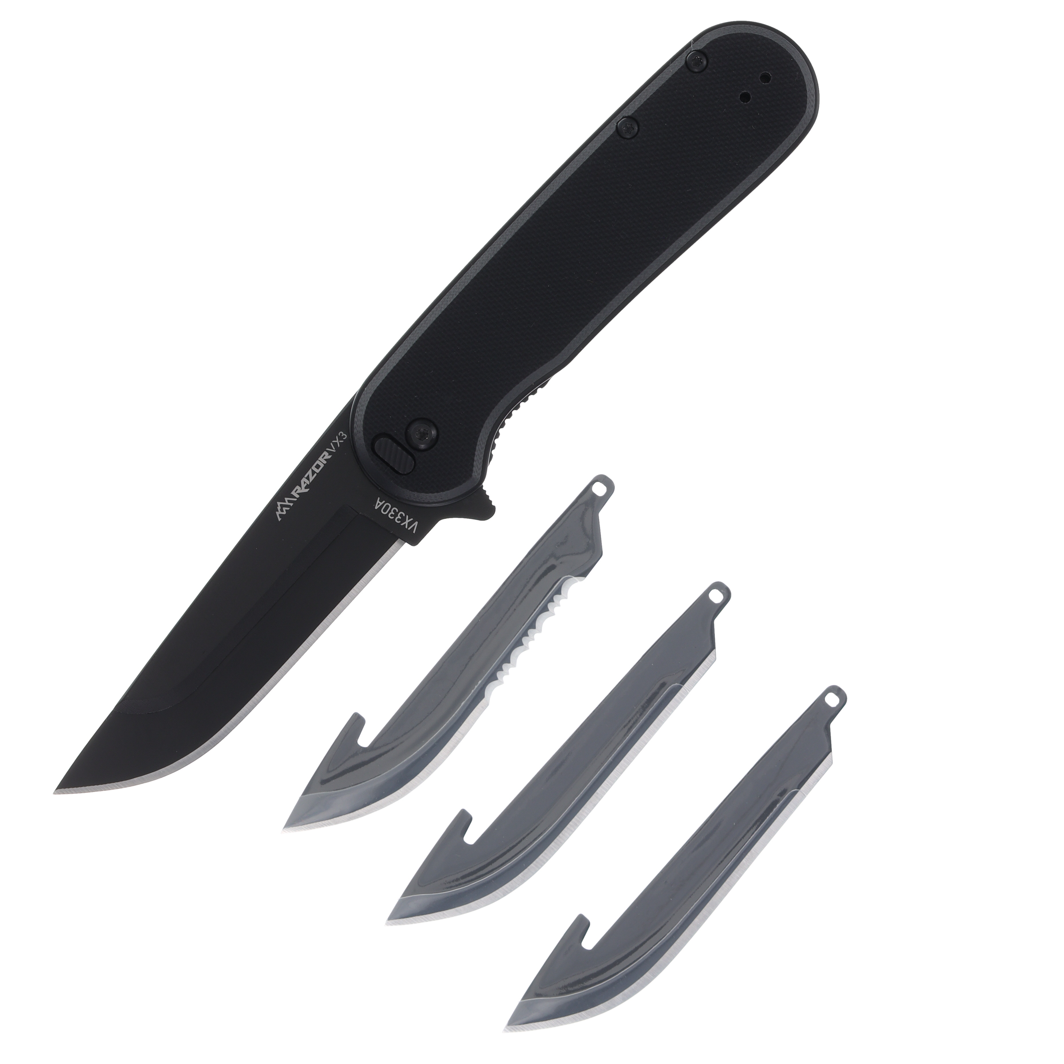 Outdoor Edge VX3 Spring-Assisted Replaceable Blade Folding Knife Black OEVX330AC View 1
