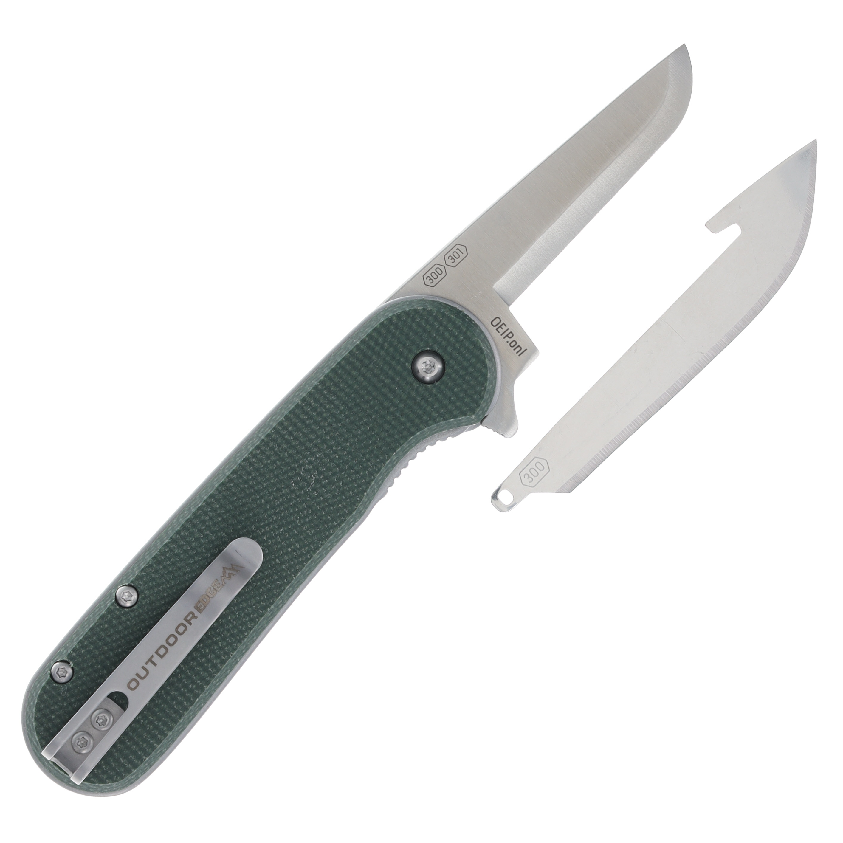 Outdoor Edge VX3 Spring-Assisted, Replaceable Blade Folding Knife (Green Micarta) OEVX330BC View 6