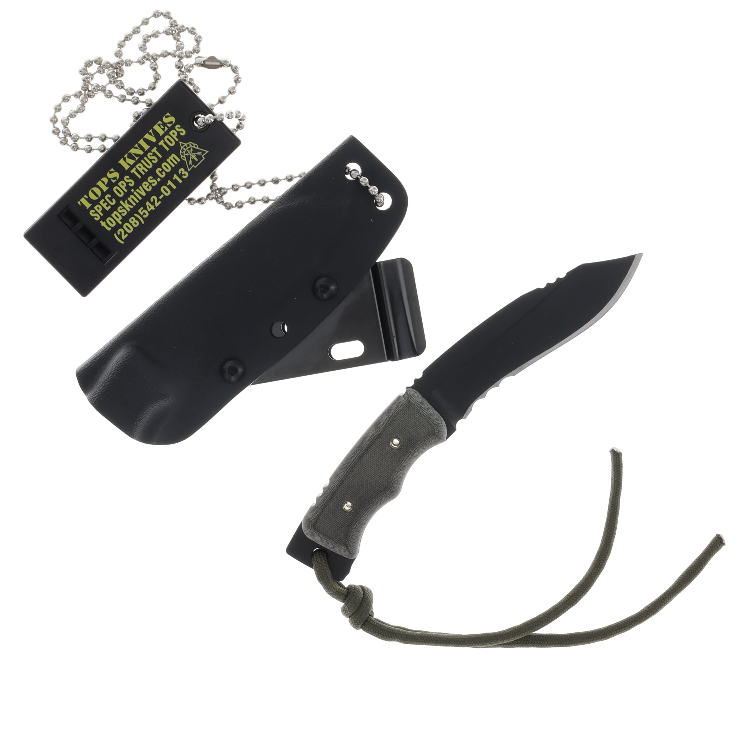 TOPS Knives Mini Eagle Fixed Blade Linen Micarta Black 3in PS Drop Point TPMINE01 View 2