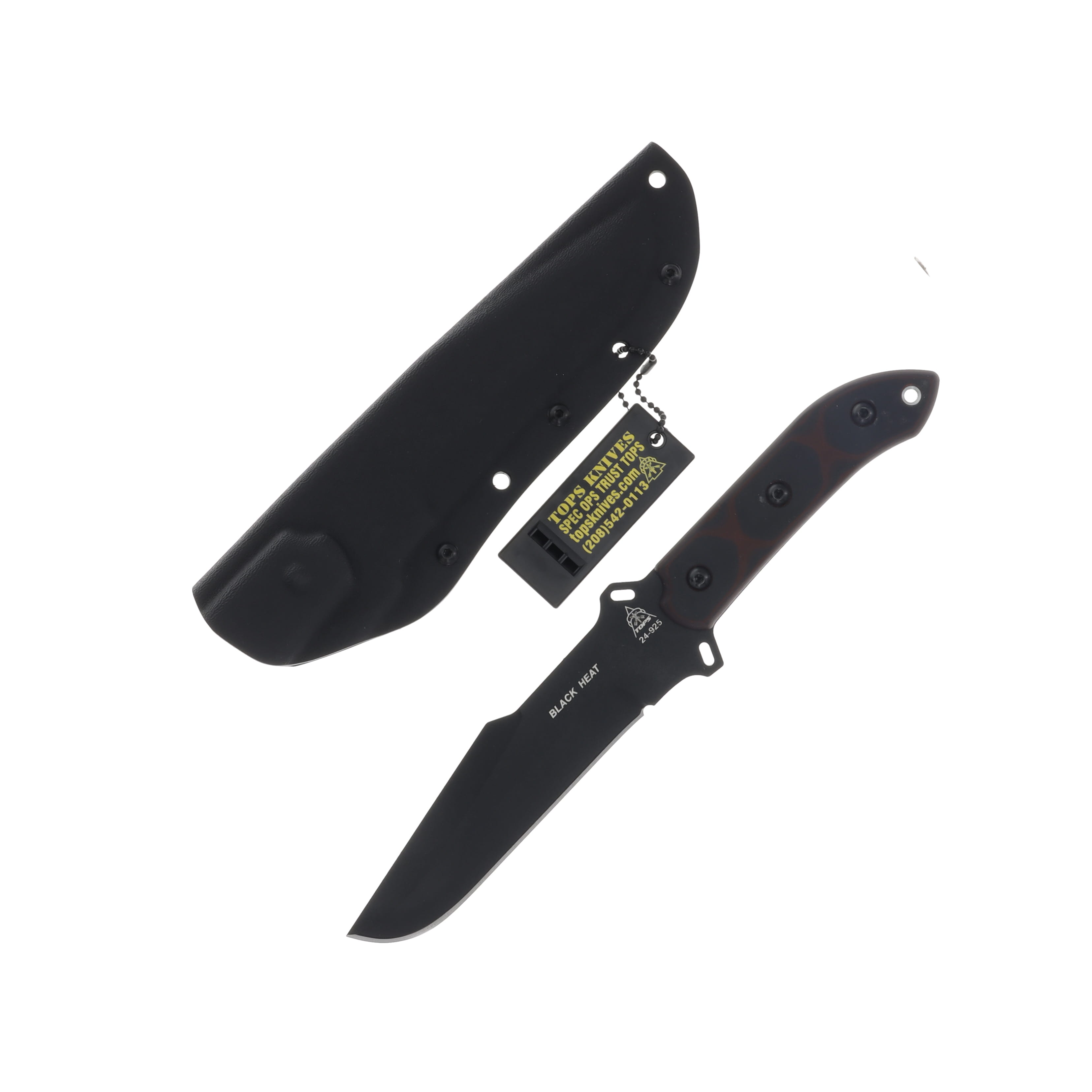 TOPS Knives Black Heat Fixed Blade Red-Black G10 6.5in Clip Point TPBLKHT01 View 1