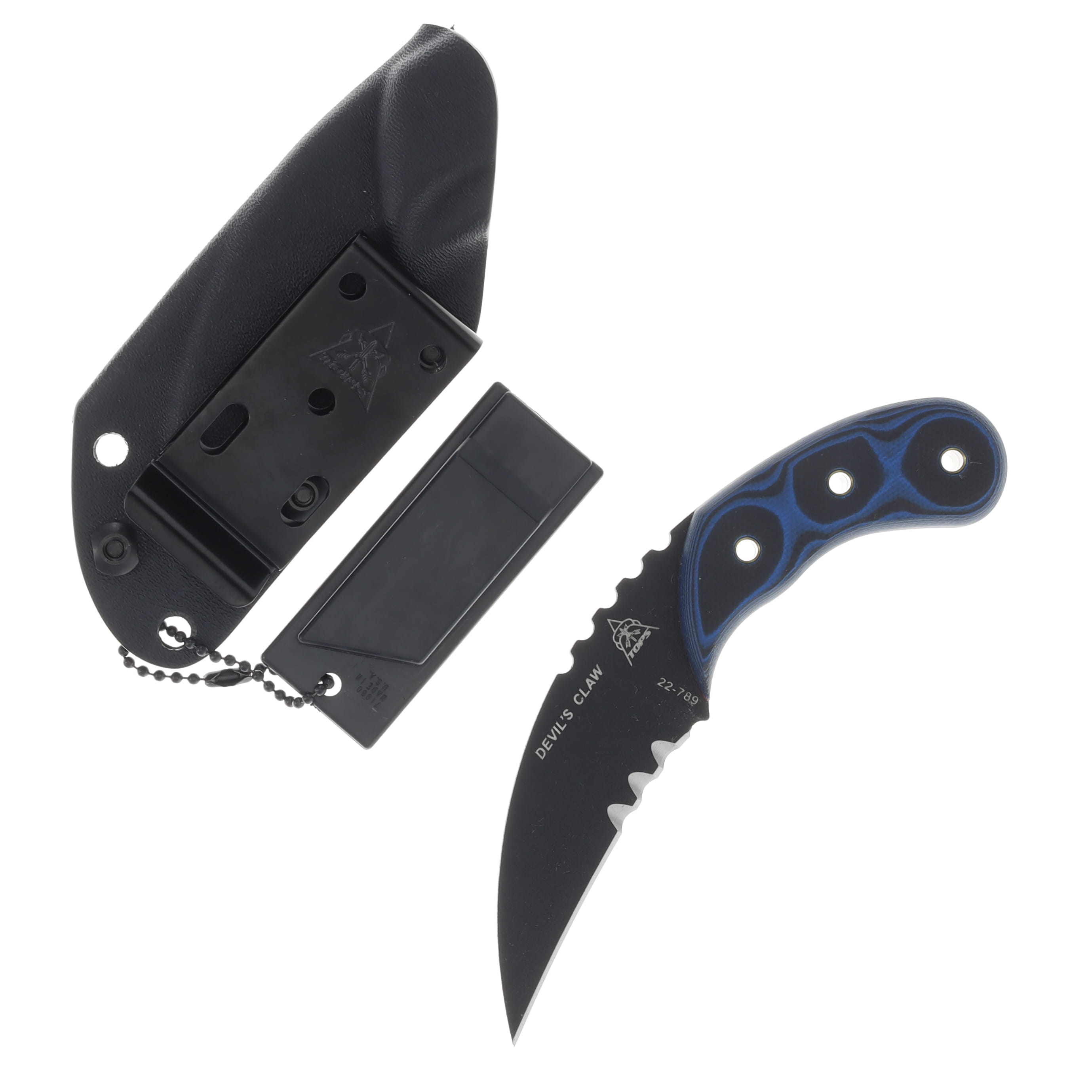 TOPS Devils Claw Fixed Blade Knife G10 3in Part Serr Black Hawkbill TPDEVCL01 View 2