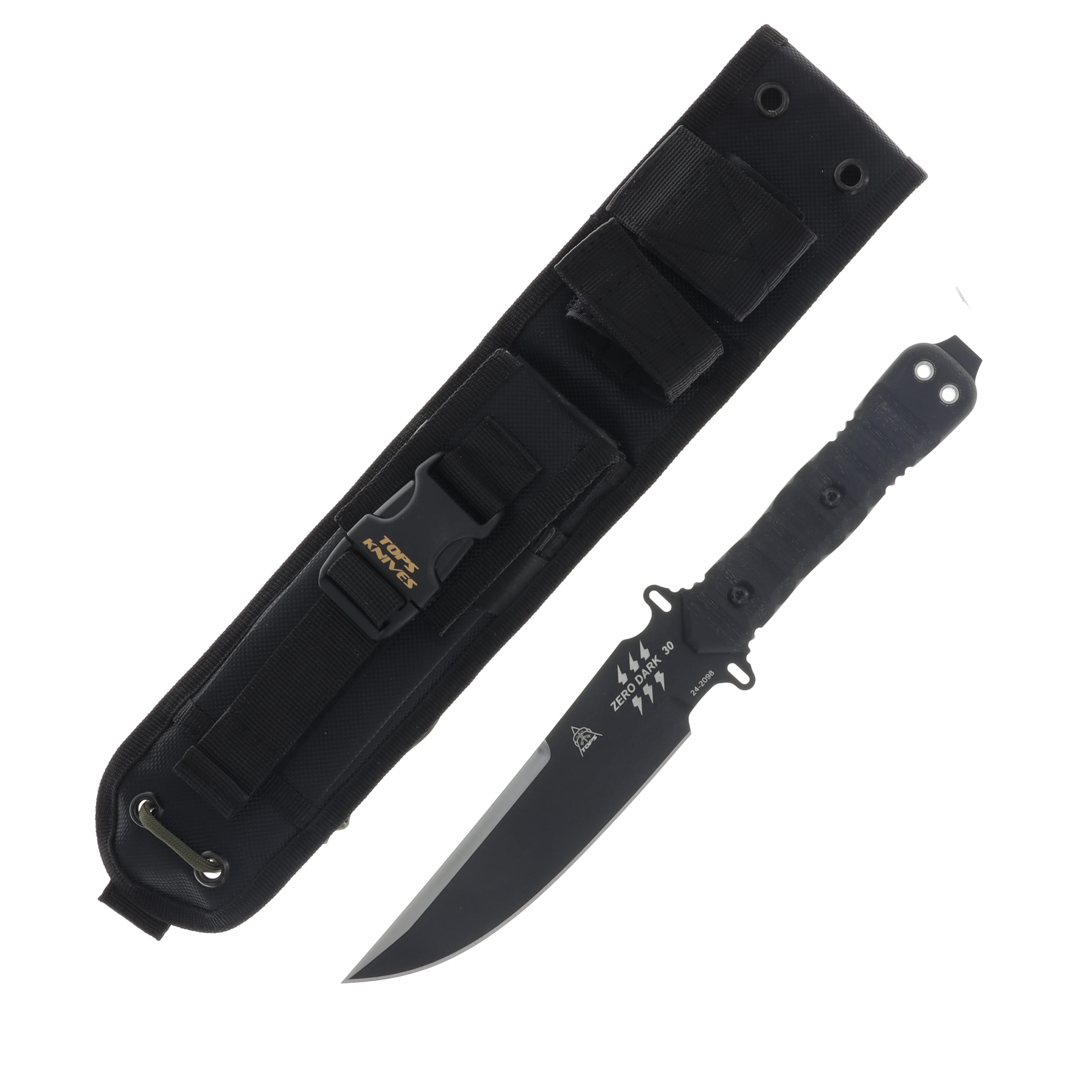 TOPS Knives Zero Dark 30 Fixed Blade Linen Micarta Black 6in Plain Blade TPZERO30 View 1