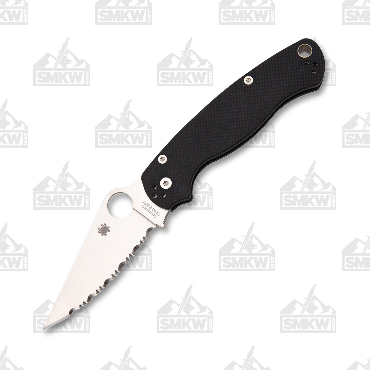 Spyderco Para Military 2 Black 3.45in Satin Serrated Blade SPC81GS2 View 2