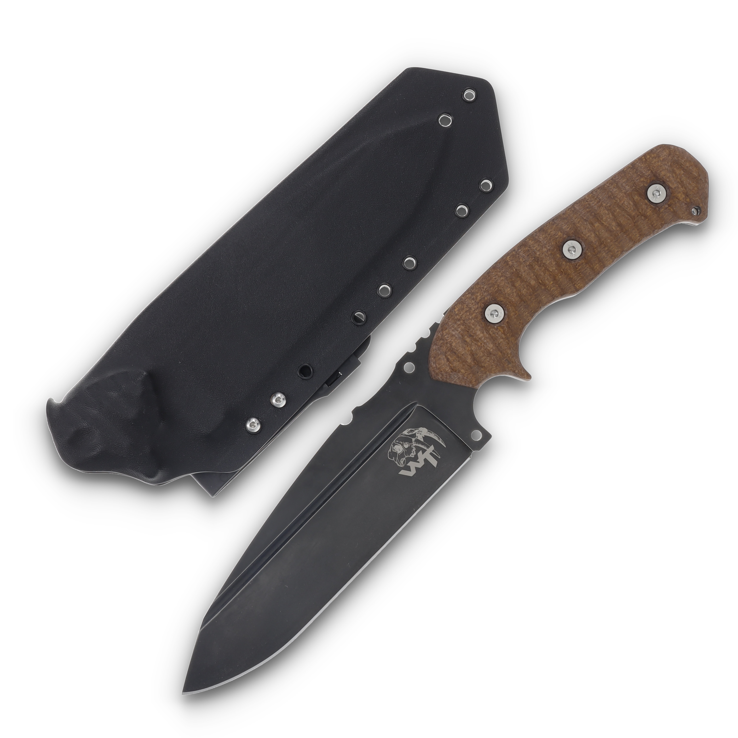 Wander Tactical Smilodon The Oath Fixed Blade Knife D2 Iron Washed Brown Micarta WTSMIL02 View 1