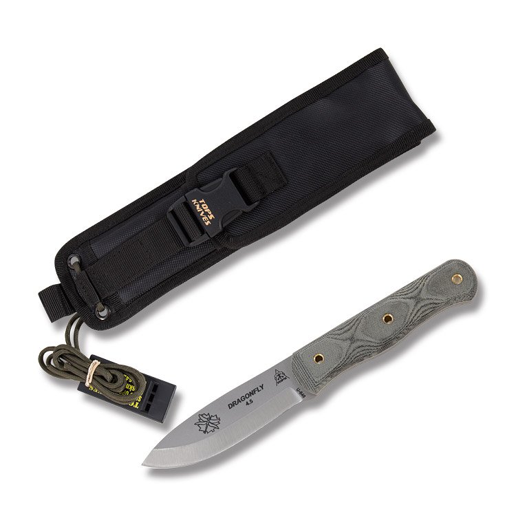 TOPS Knives Dragonfly 4.5 Fixed Blade Bead Blasted Hunters Point TPDFLY45 View 1