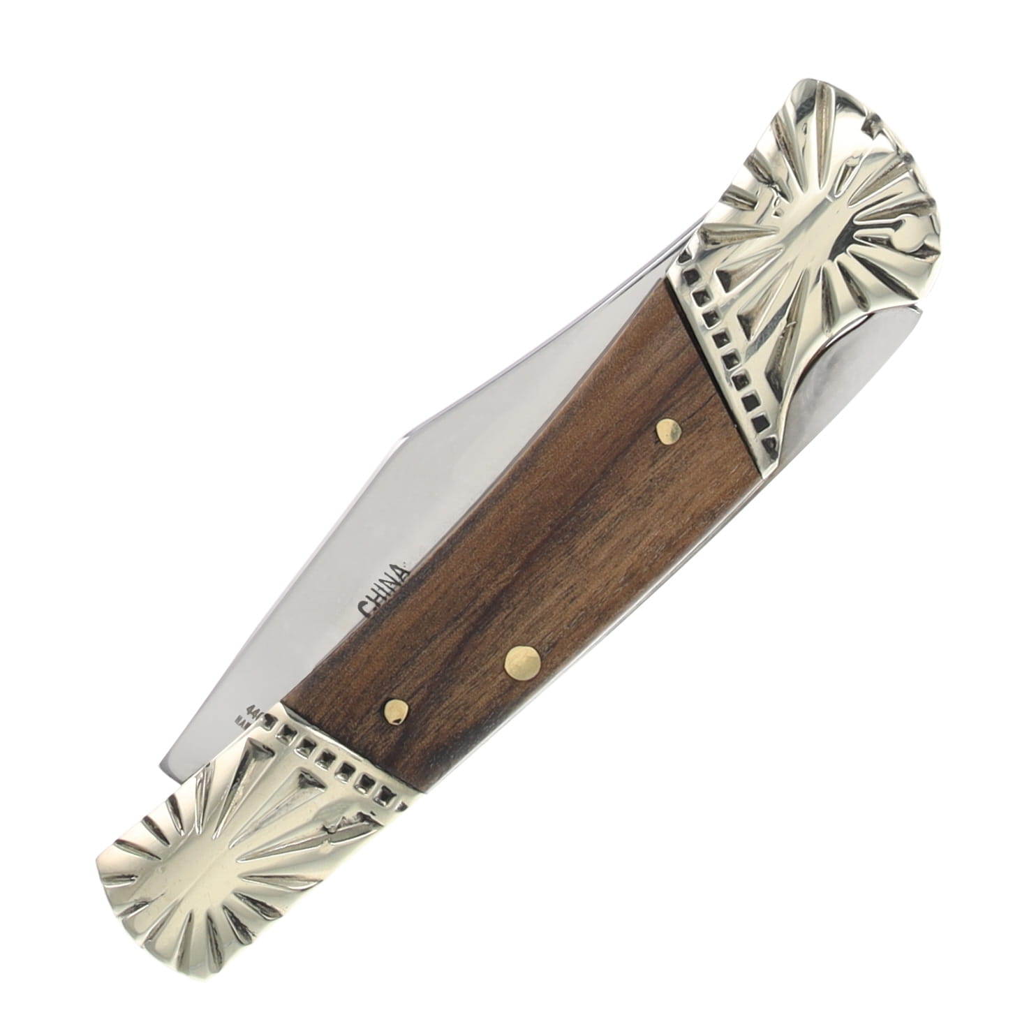 Frost Cutlery Barracuda Pecan Burlwood Lockback Folding Knife FRFC1000PCW View 3