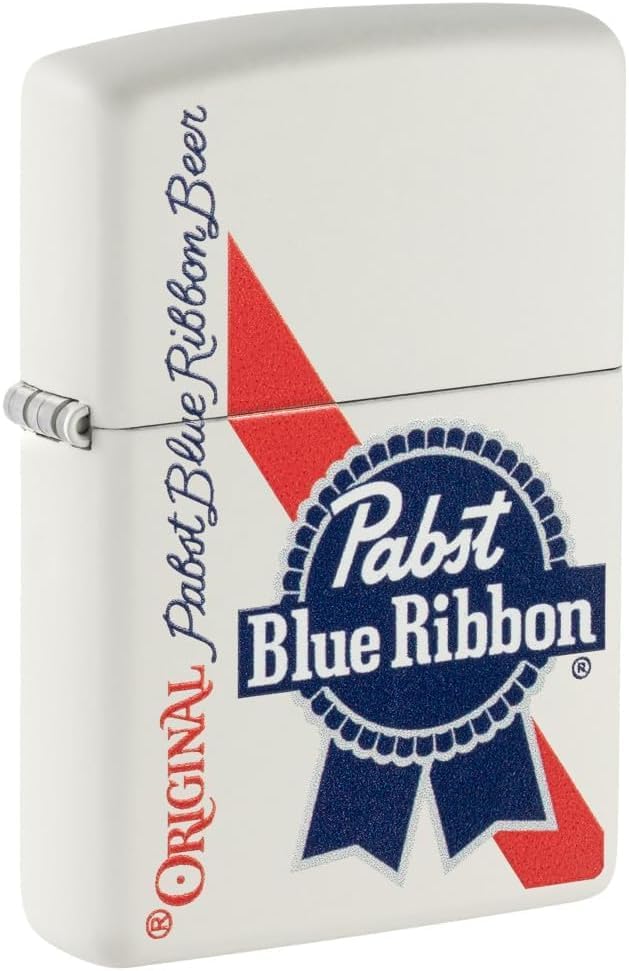 Zippo Lighter Pabst Blue Ribbon Original White Matte ZP48746 View 1