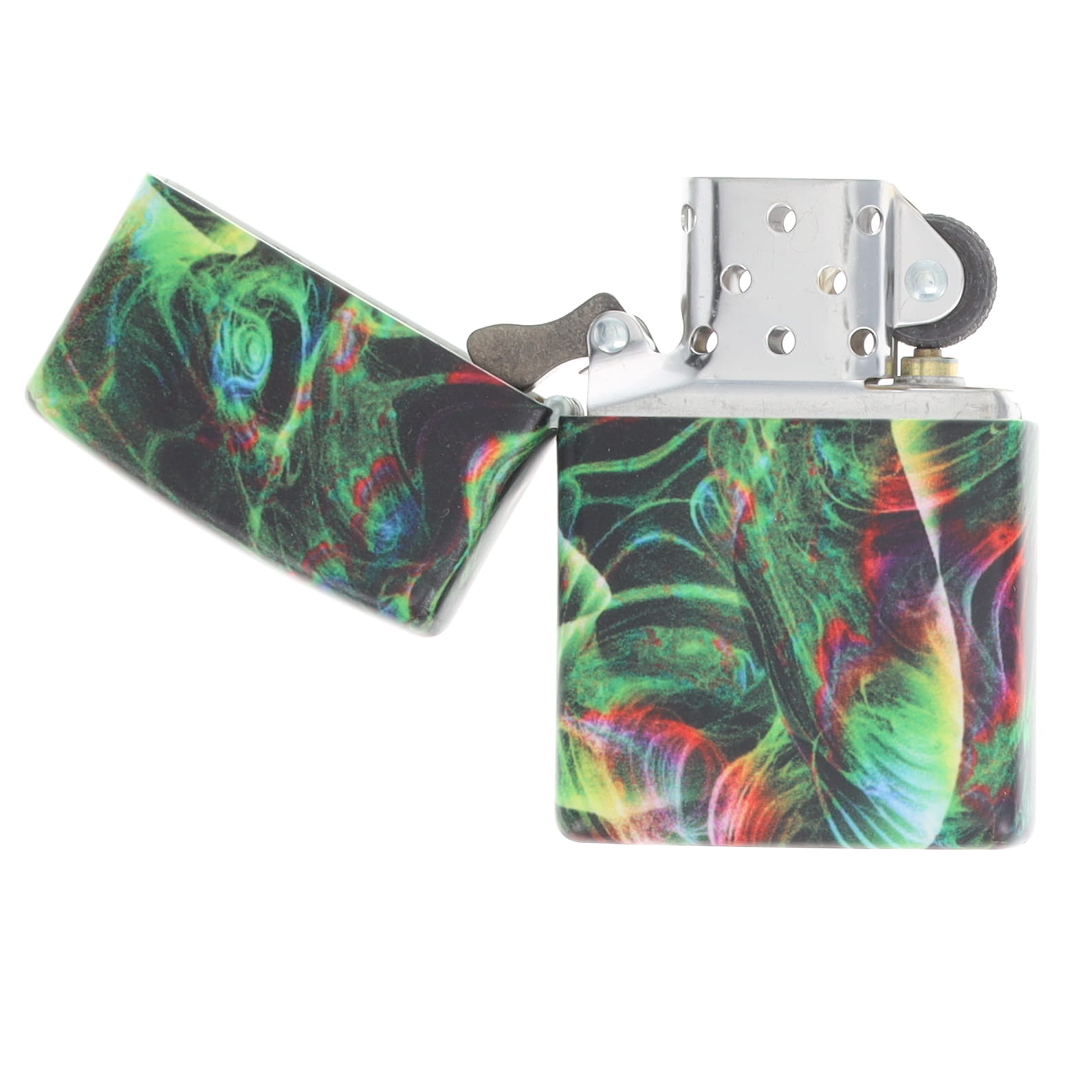 Zippo Psychedelic Swirl Glow in The Dark Matte Green Lighter ZP48774 View 3