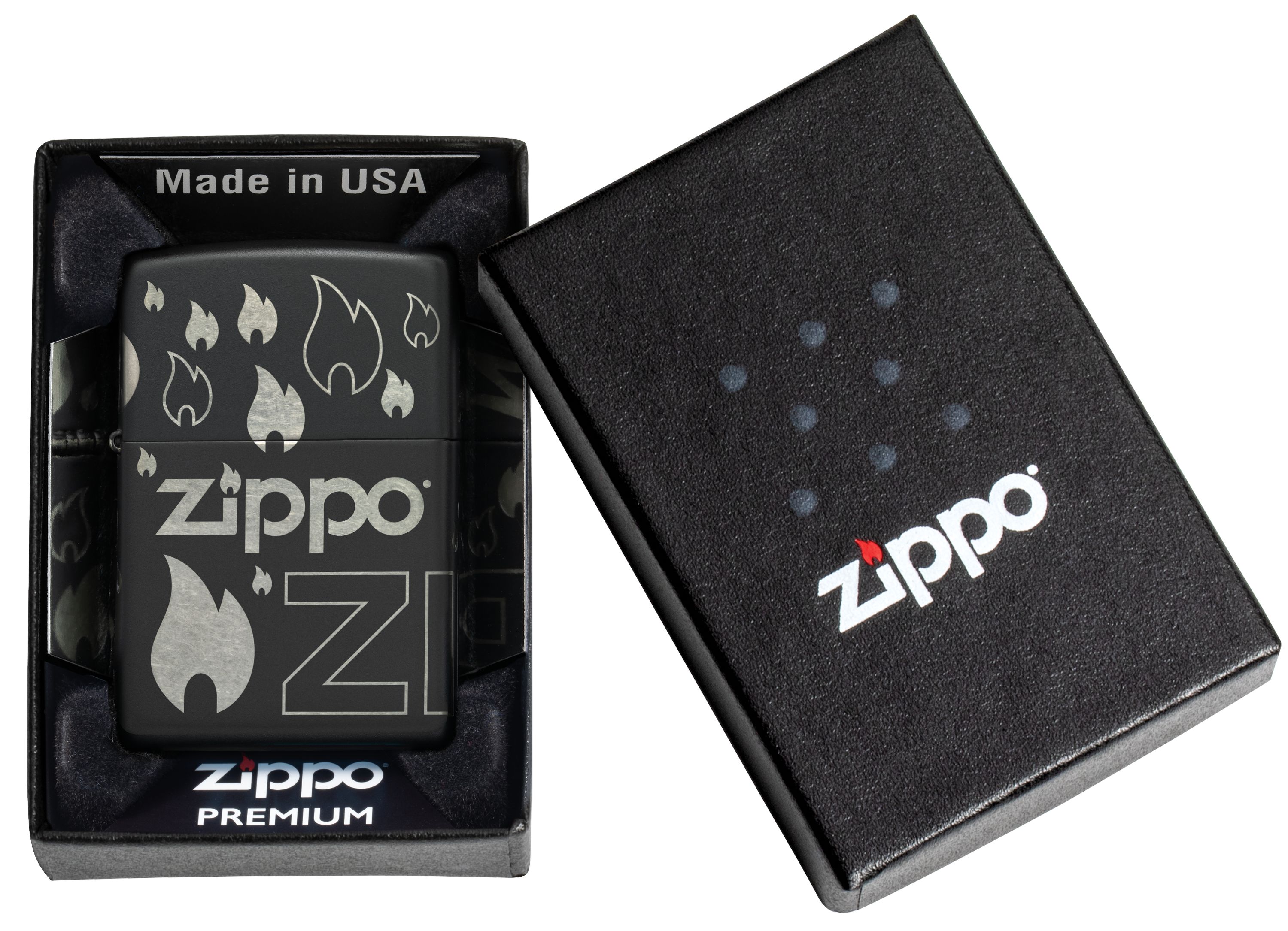 Zippo Design Sleek Black Matte Lighter ZP48908 View 2