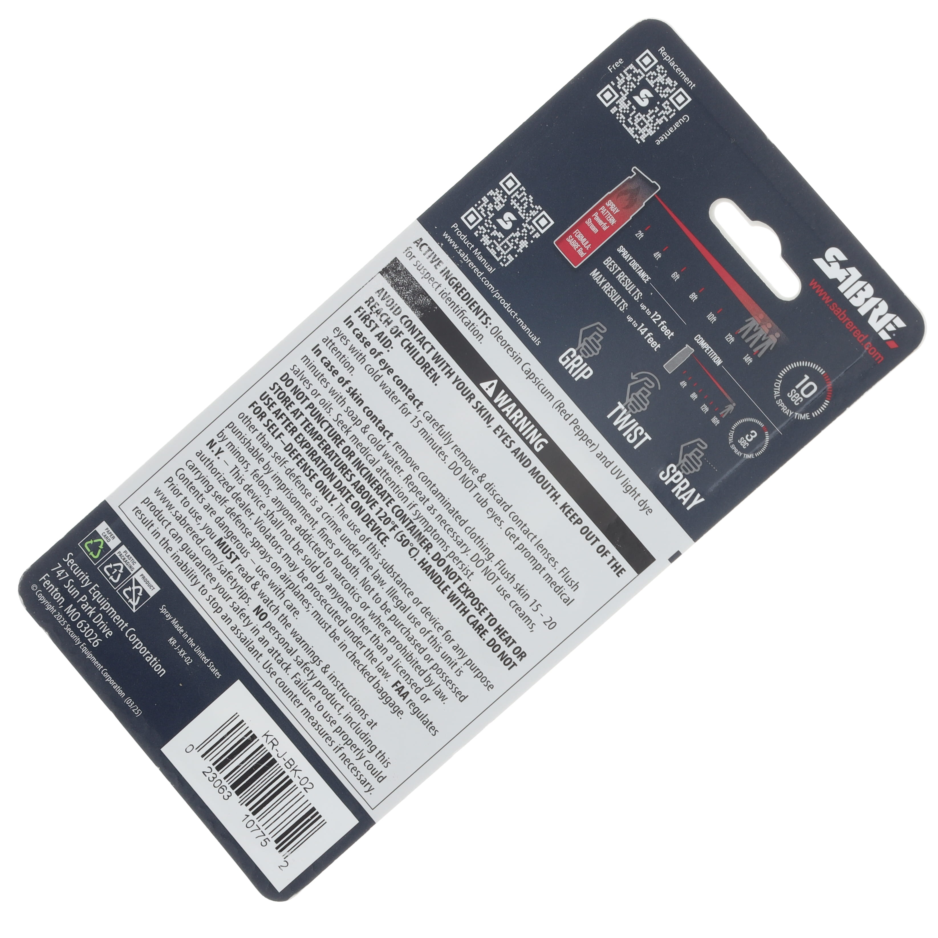 Sabre Pepper Spray Black Jeweled with Key Ring KRJBK02 View 4