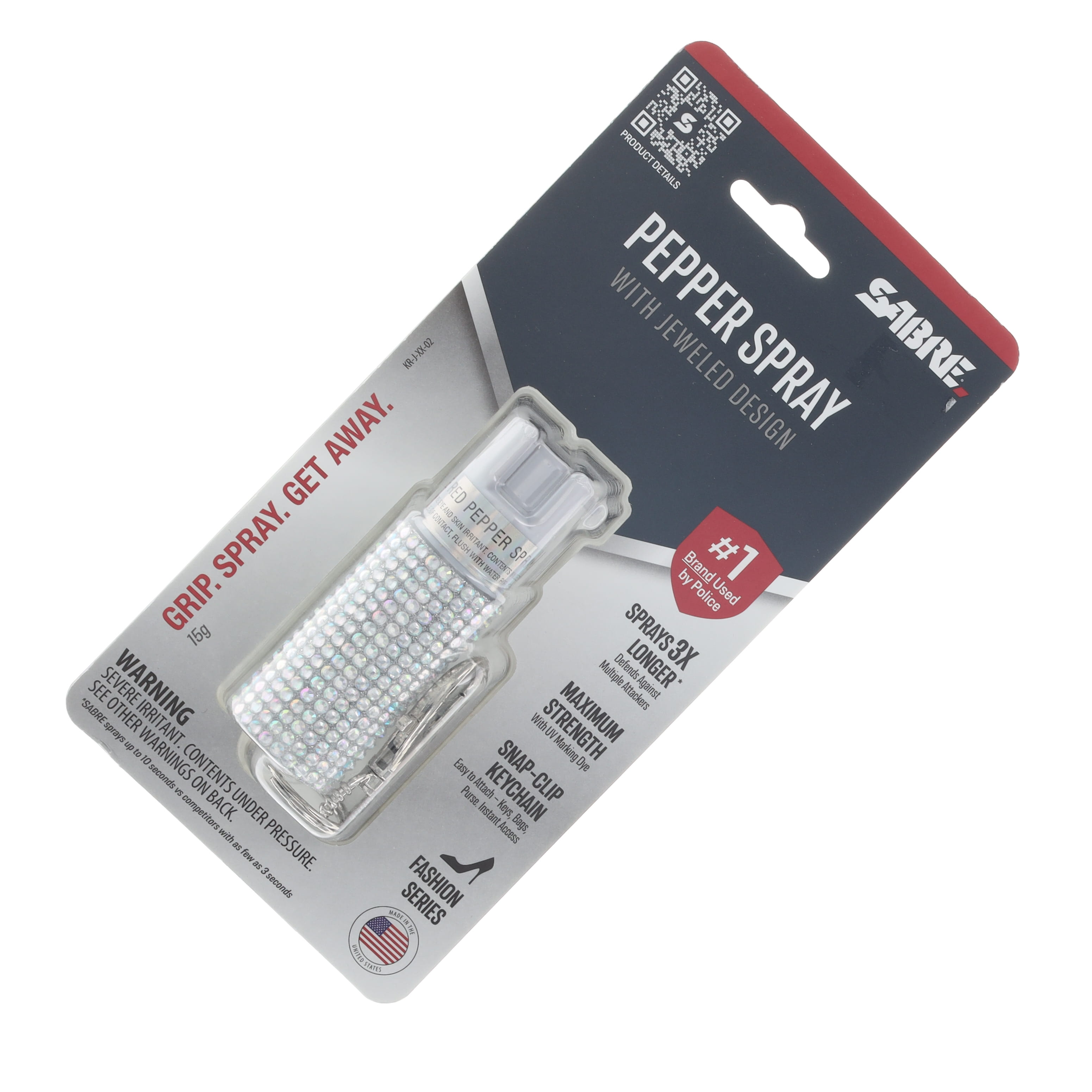 Sabre Pepper Spray Silver Jeweled with Key Ring KRJWH02 View 5