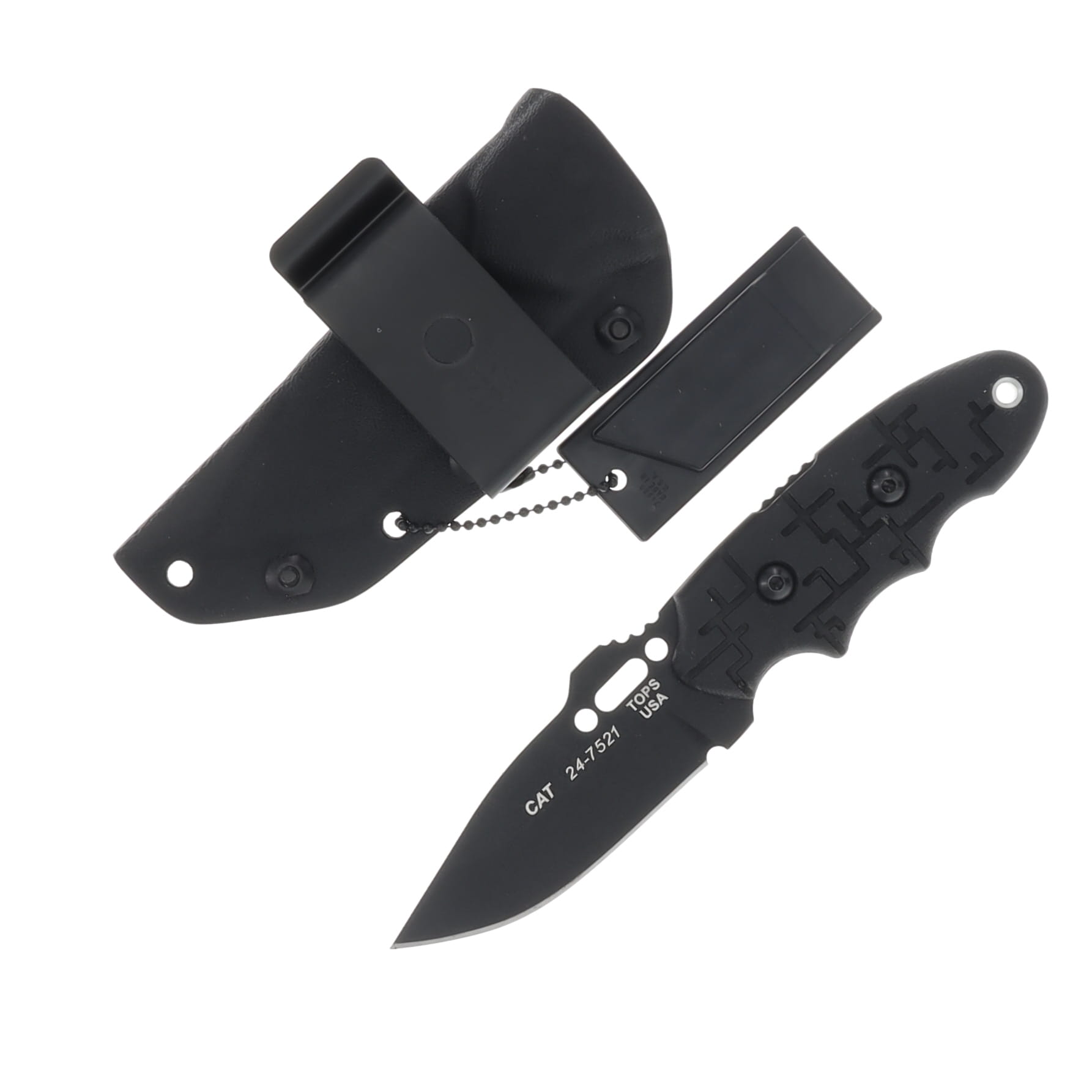 TOPS Knives C.A.T 200H-01 Fixed Blade Knife 1095 SS Black G-10 Cryptic Cyber TP200H01 View 2