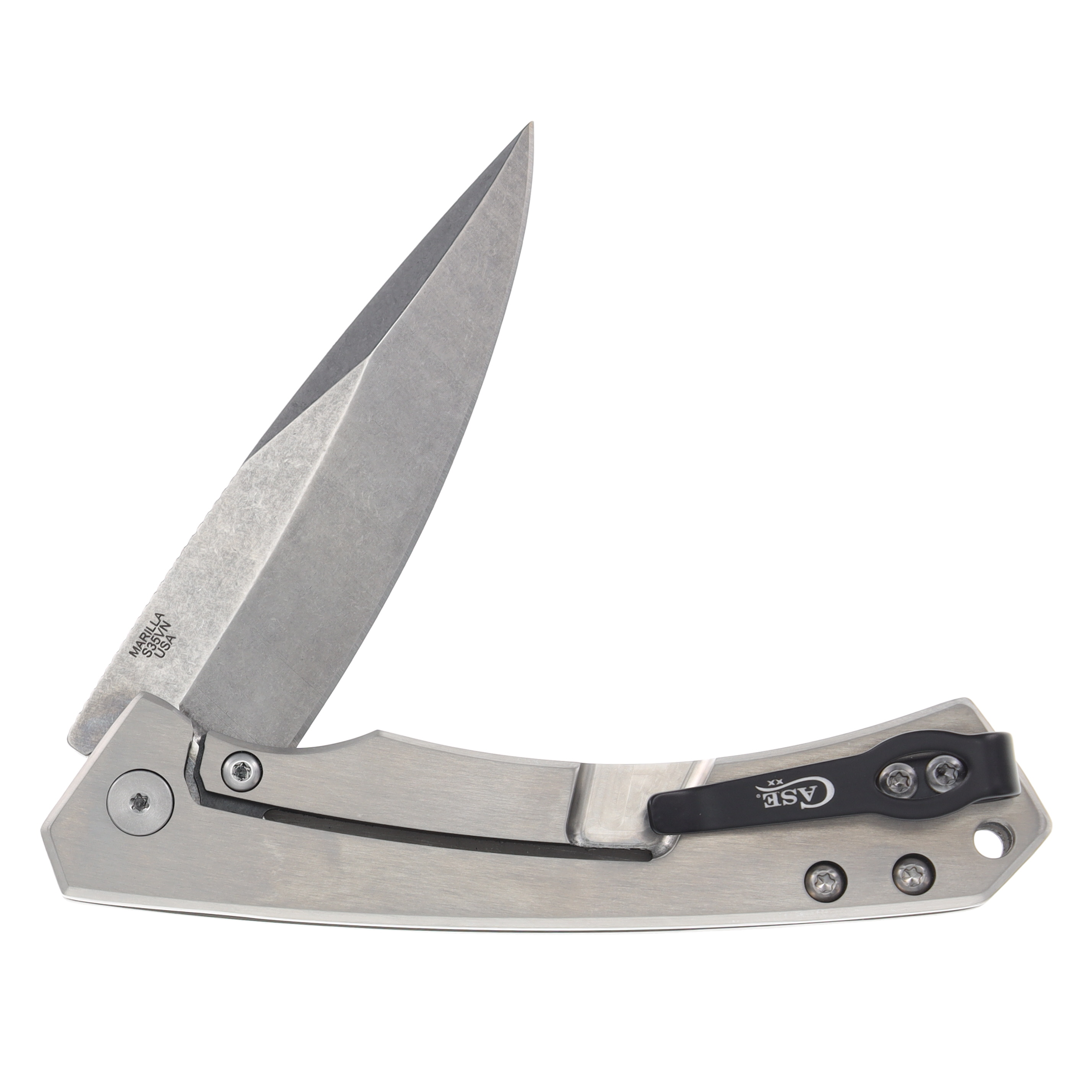 Case Marilla Framelock Folding Knife (Stonewash Drop Point, Titanium/G-10) CA25898 View 4