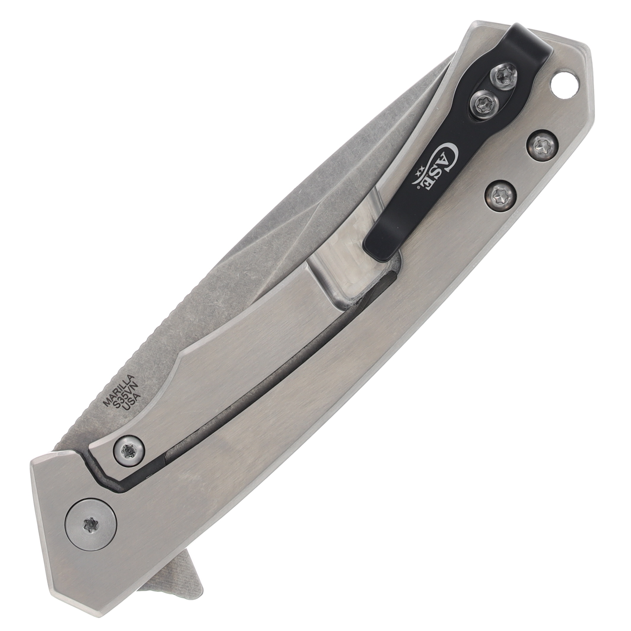 Case Marilla Framelock Folding Knife (Stonewash Drop Point, Titanium/G-10) CA25898 View 6