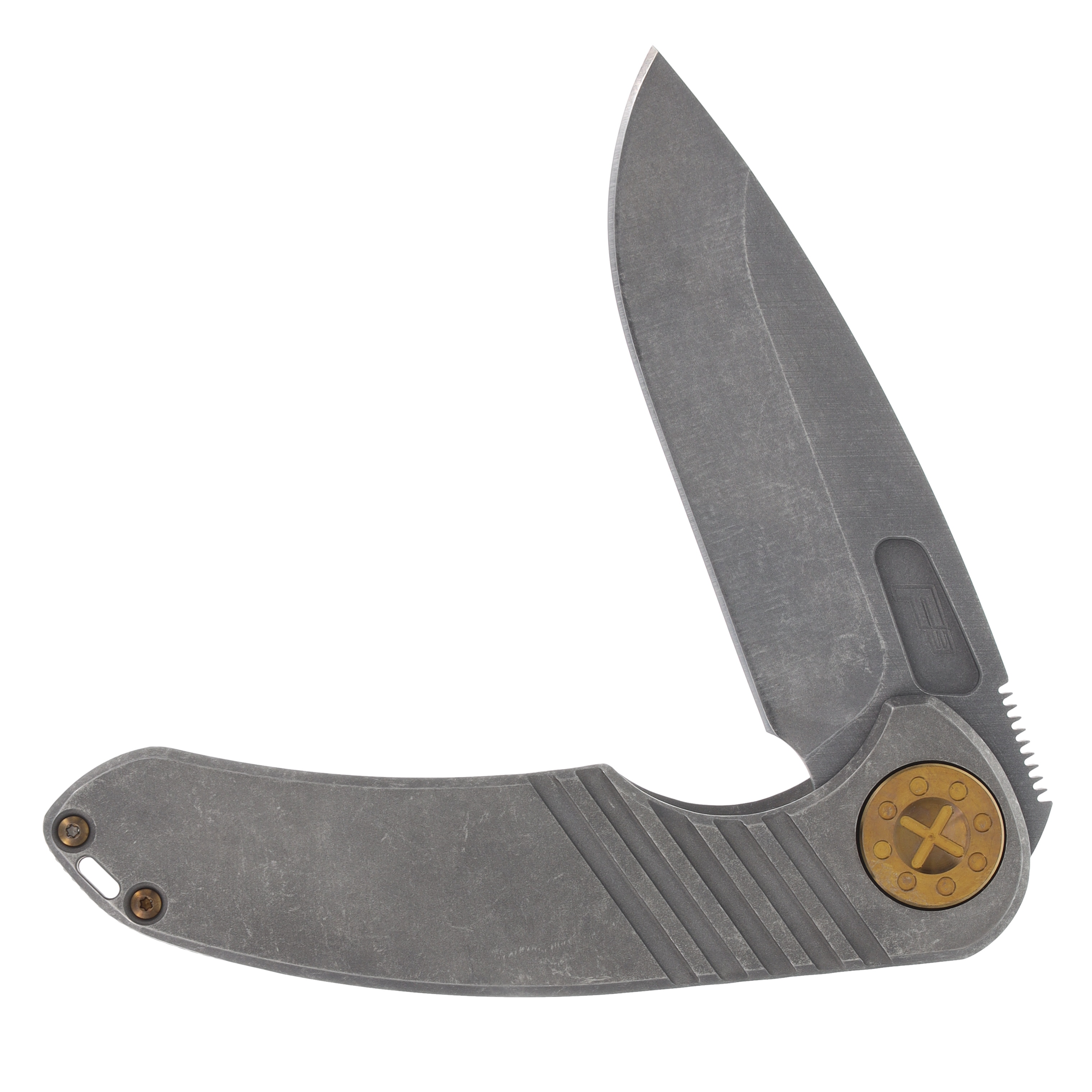Curtiss Custom F3 Large Slicer Flipper Framelock Folding Knife Mill Blasted/Bronze Titanium CCKF3LSFBLTBZ View 10