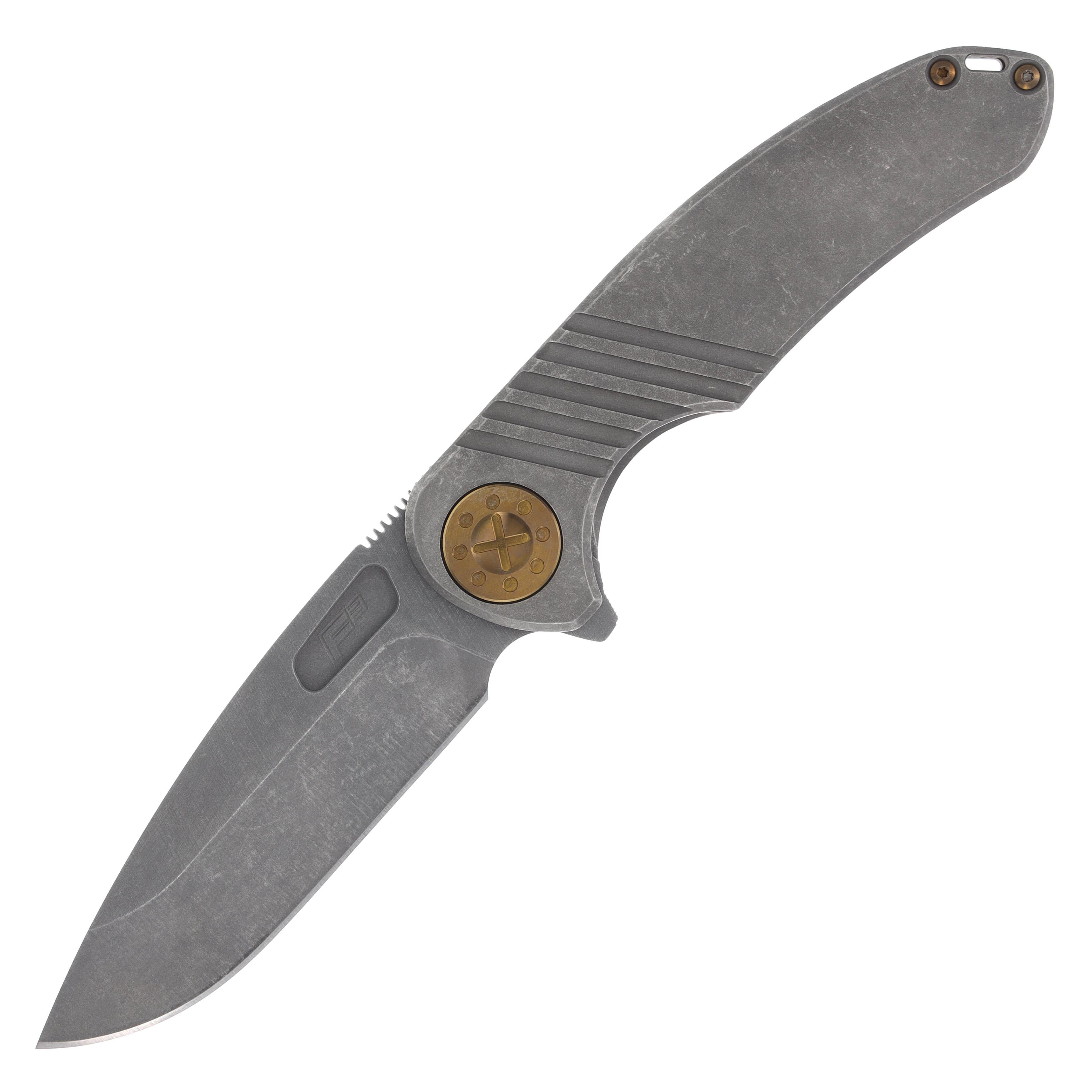 Curtiss Custom F3 Large Slicer Flipper Framelock Folding Knife Mill Blasted/Bronze Titanium CCKF3LSFBLTBZ View 11