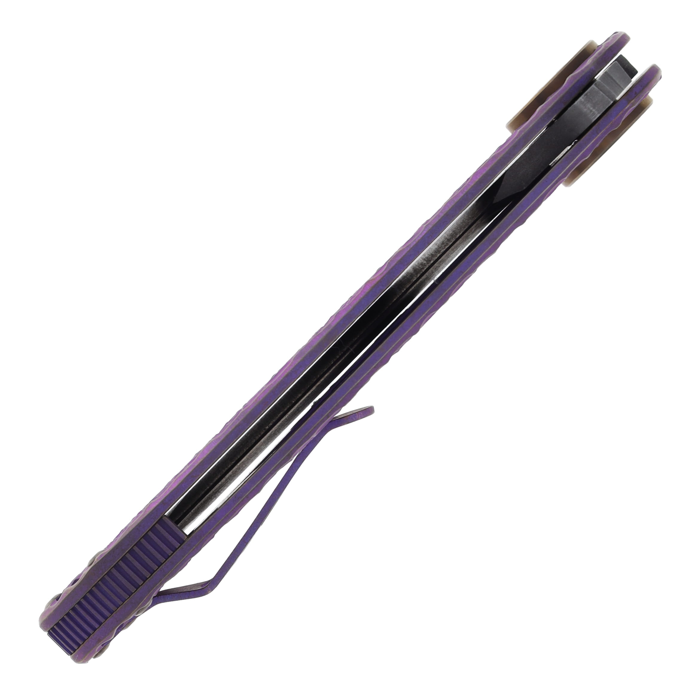 Curtiss Custom Knives F3 Large Spanto Flipper Folding Knife (Magnacut | Purple/Bronze Titanium) CCKF3LSPFPPURBZ View 8