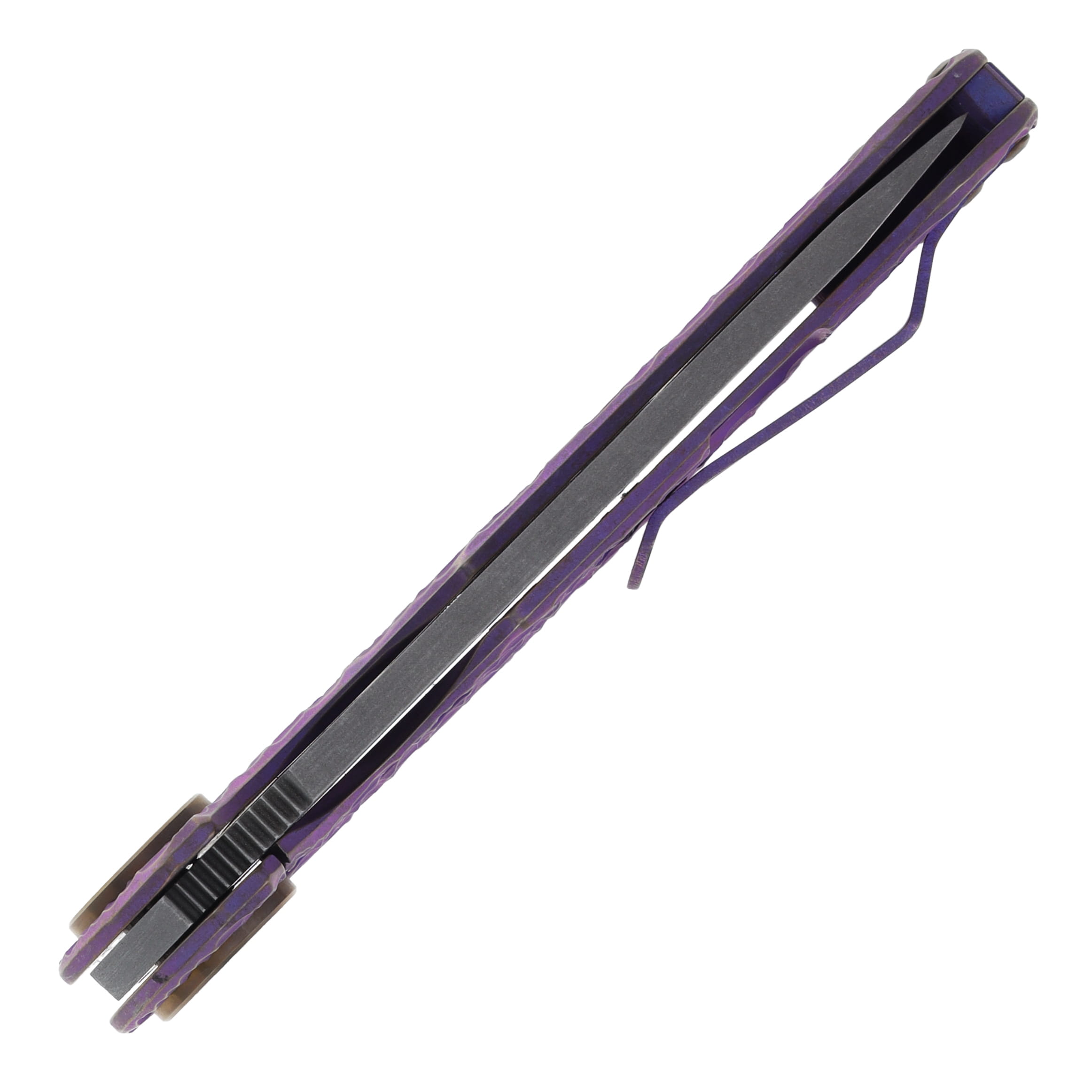 Curtiss Custom Knives F3 Large Spanto Flipper Folding Knife (Magnacut | Purple/Bronze Titanium) CCKF3LSPFPPURBZ View 7