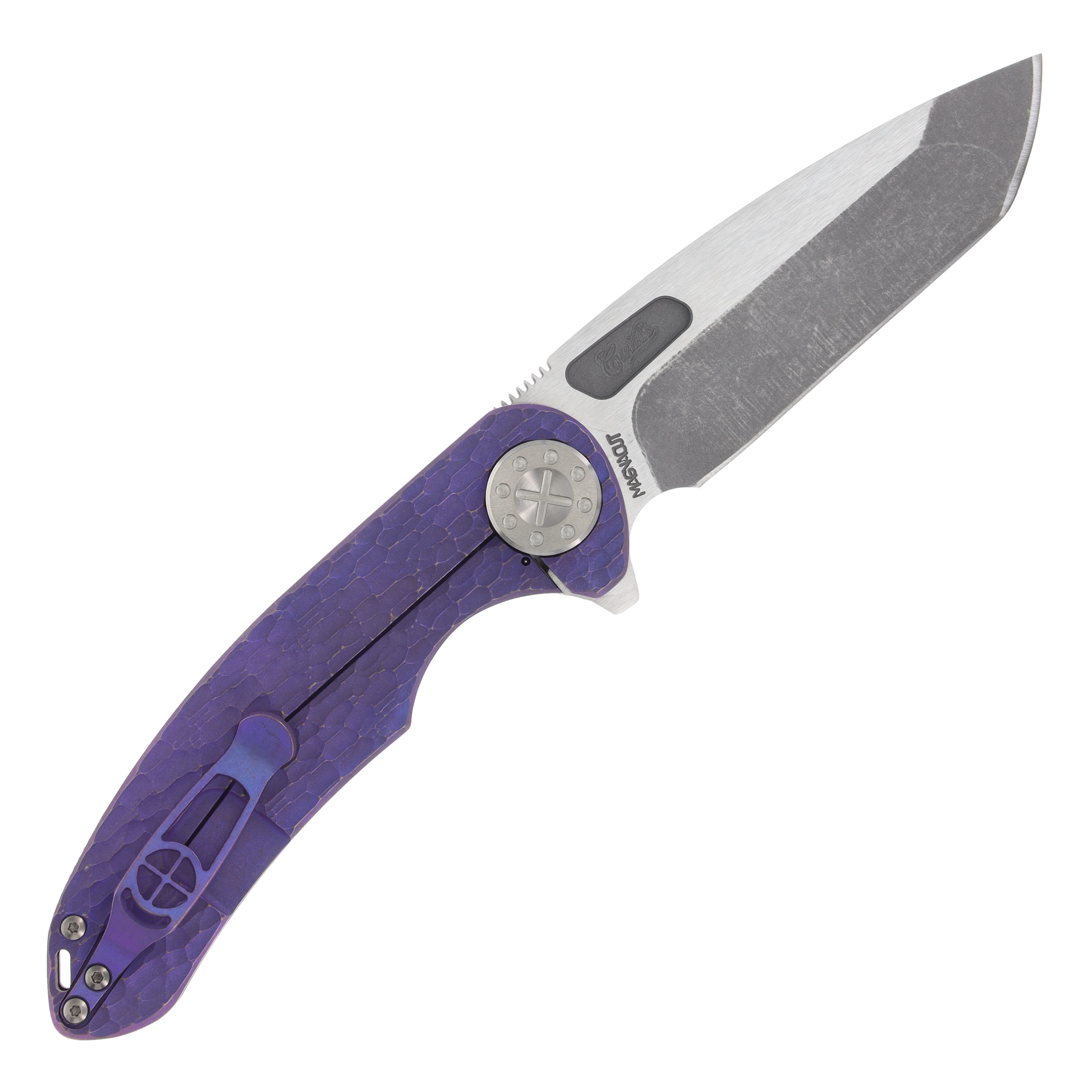 Curtiss Custom Knives F3 Large Spanto Folding Knife (Magnacut, Purple/ 2 Tone Titanium) CCKF3LSPFPPUR View 2