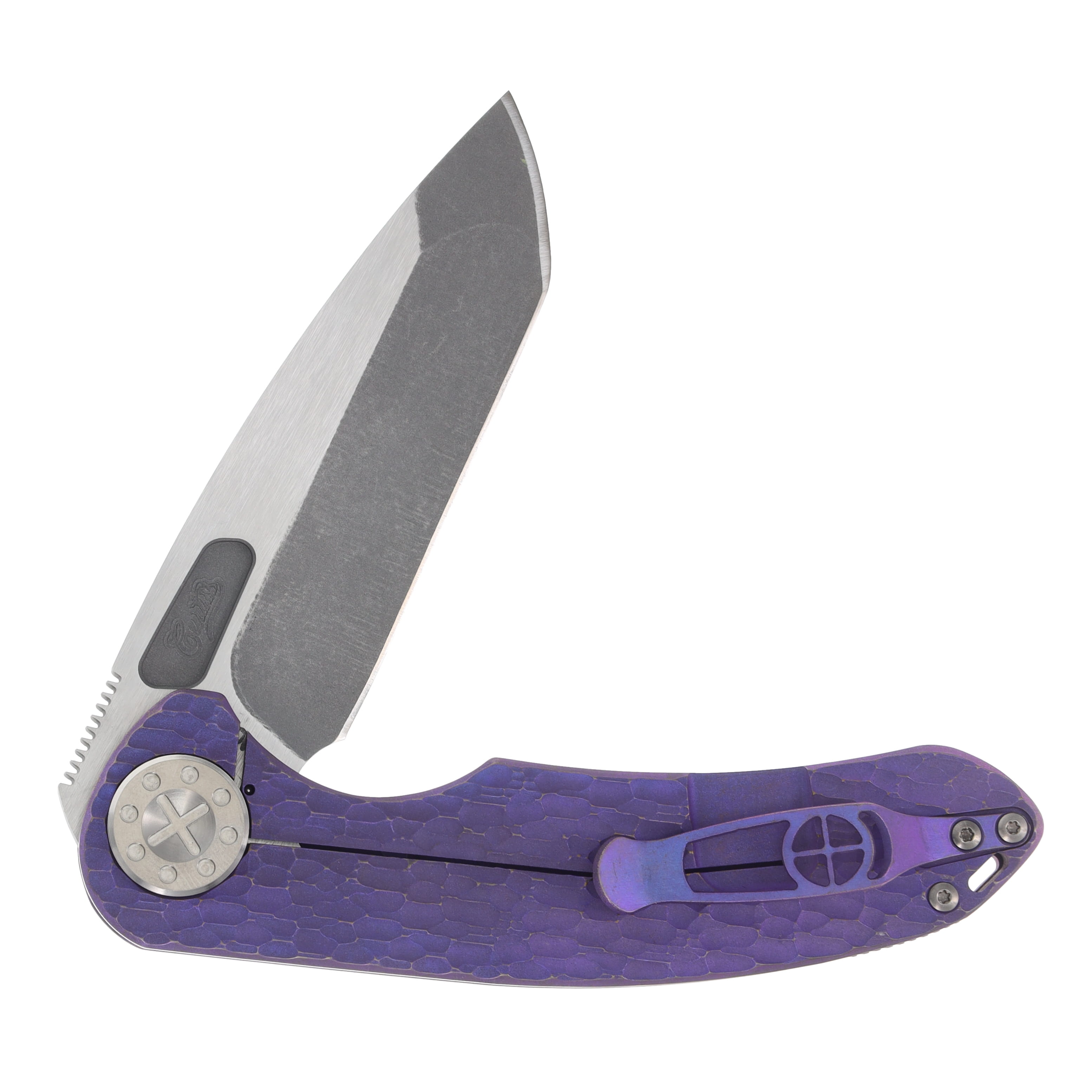 Curtiss Custom Knives F3 Large Spanto Folding Knife (Magnacut, Purple/ 2 Tone Titanium) CCKF3LSPFPPUR View 5