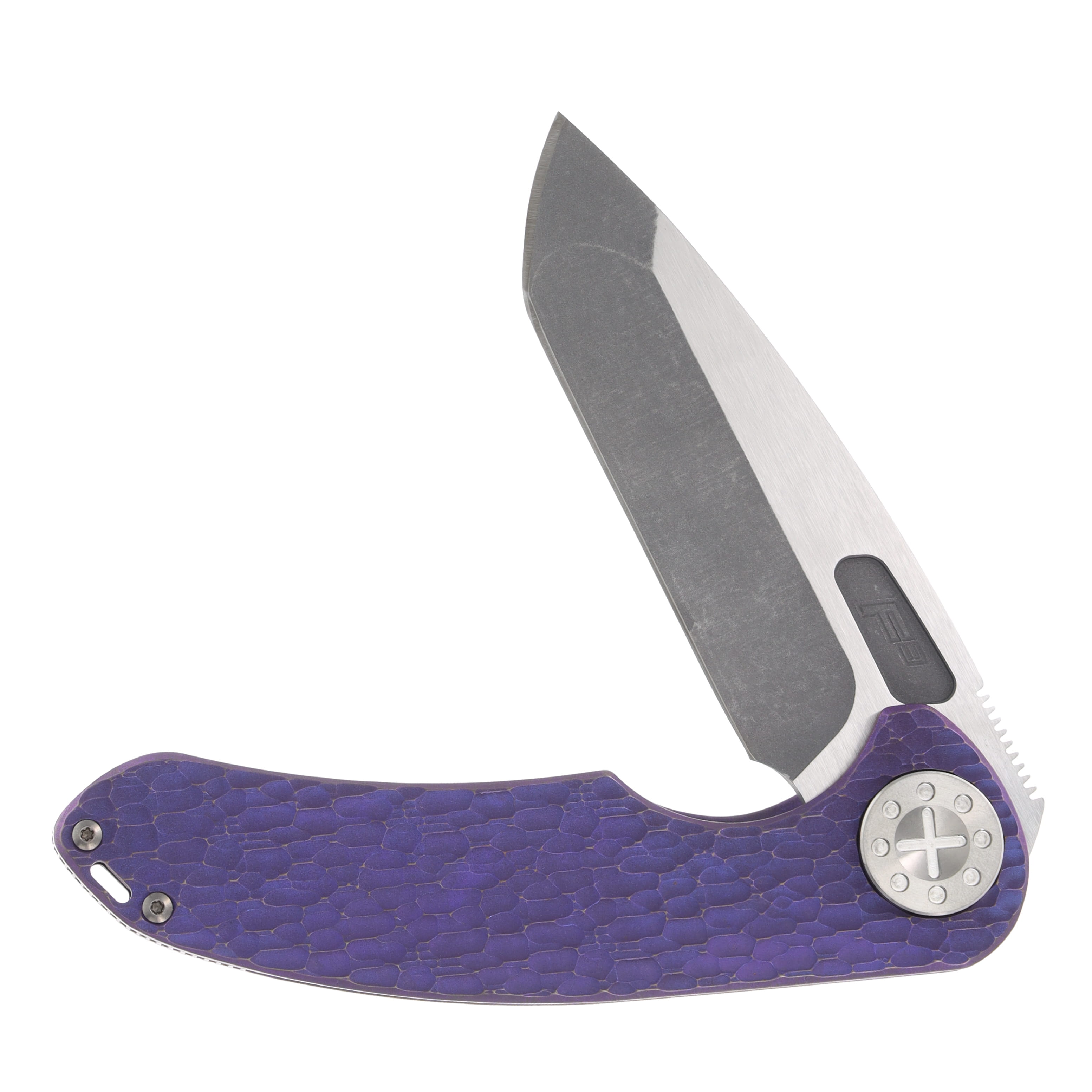 Curtiss Custom Knives F3 Large Spanto Folding Knife (Magnacut, Purple/ 2 Tone Titanium) CCKF3LSPFPPUR View 6