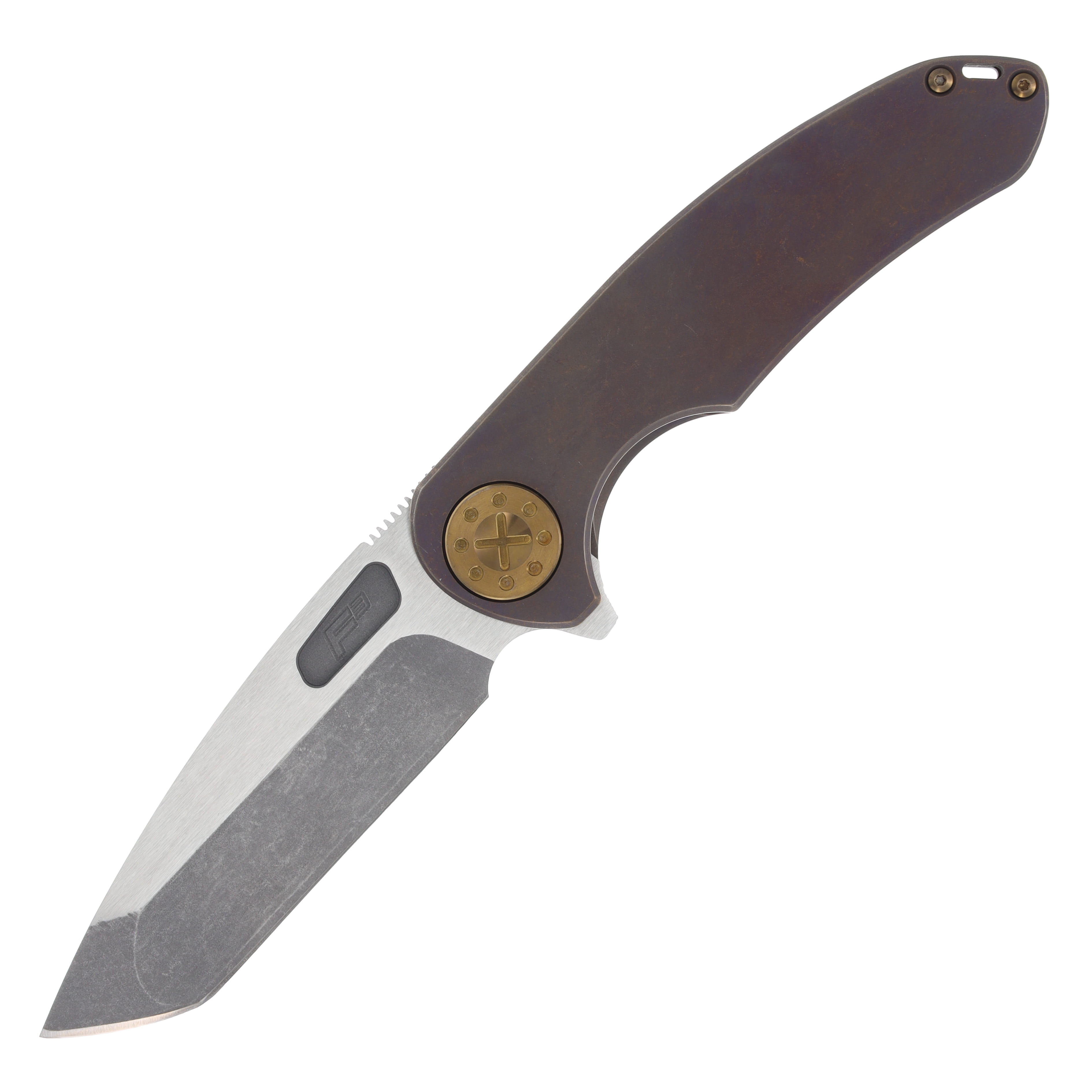 Curtiss Custom Knives F3 Large Flipper Folding Knife (Magnacut Spanto | Smooth Root Beer Titanium) CCKF3LSPFPRBBZ View 1