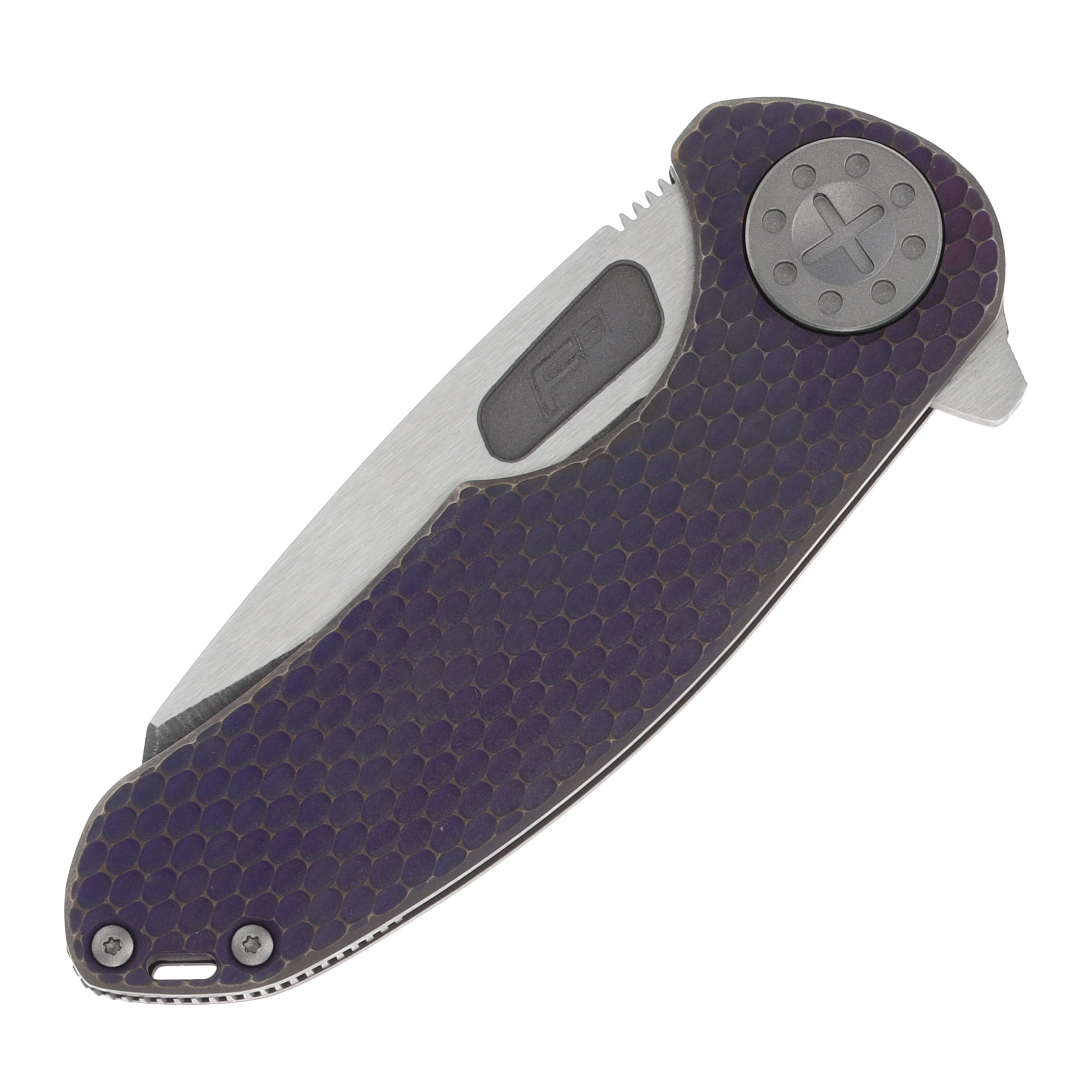 Curtiss Custom Knives F3 Medium Framelock Flipper Folding Knife (Magnacut Wharny  | Bronzed Plum Titanium) CCKF3MWFPLMZB View 3
