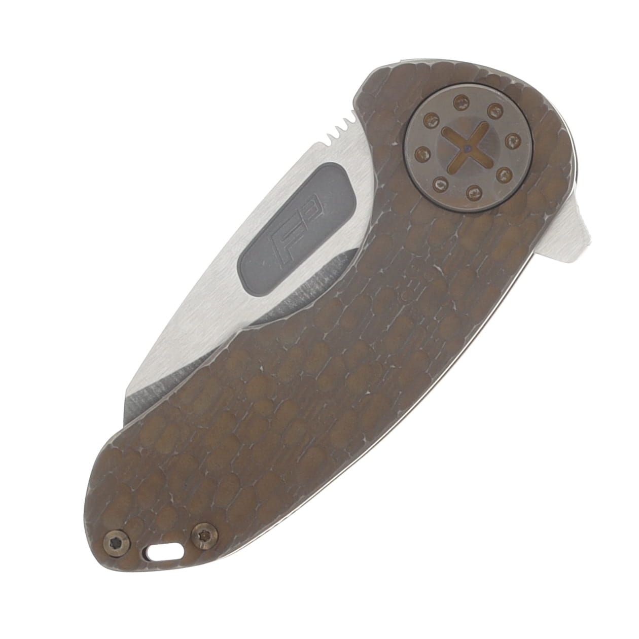 Curtiss Custom Knives F3 Compact Framelock Folding Knife (Magnacut Wharny, Milled Bronze Titanium) CCKF3CWFBZBZ View 6
