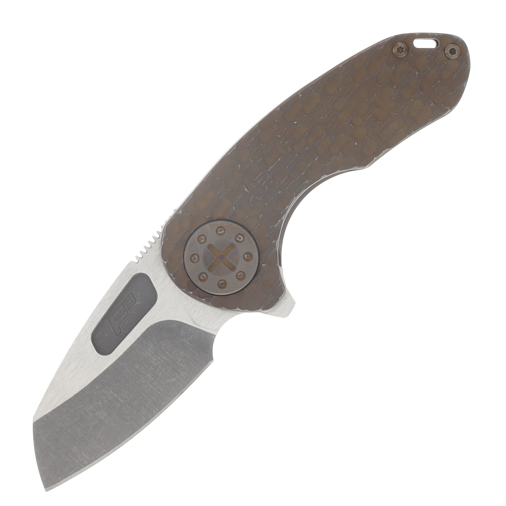 Curtiss Custom Knives F3 Compact Framelock Folding Knife (Magnacut Wharny, Milled Bronze Titanium) CCKF3CWFBZBZ View 1