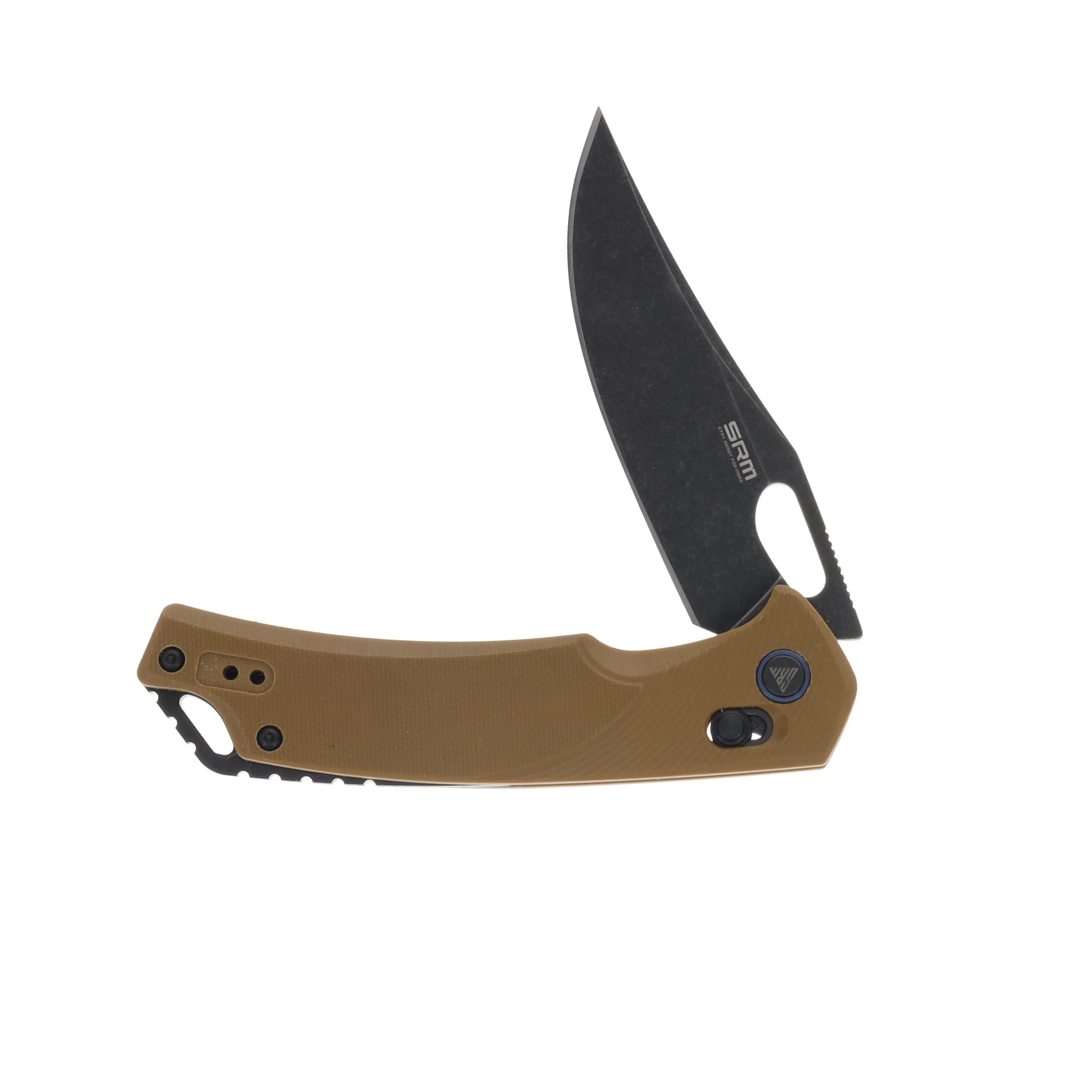 SRM Retriever Crossbar Lock Folding Knife Black Stonewash D2/Tan G-10 SRM9201GW View 3