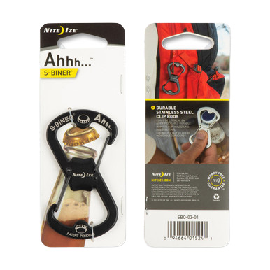 Nite Ize Ahhh S-Biner Bottle Opener - Black NISOB0301 View 1