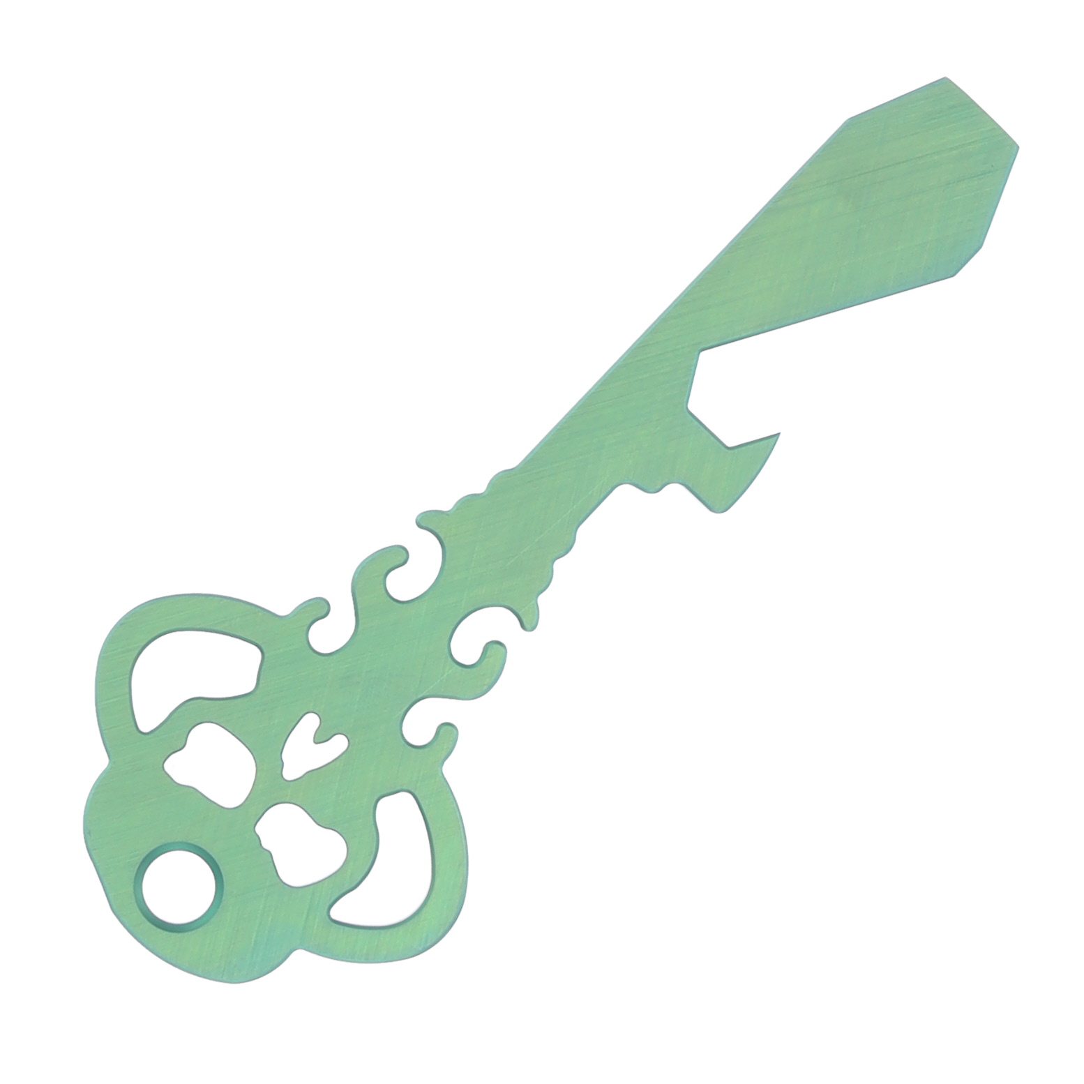Chaves Knives Skeleton Key/bar (Titanium Green Anodized, Crosshatch Finish) KEYTLGTICH View 2