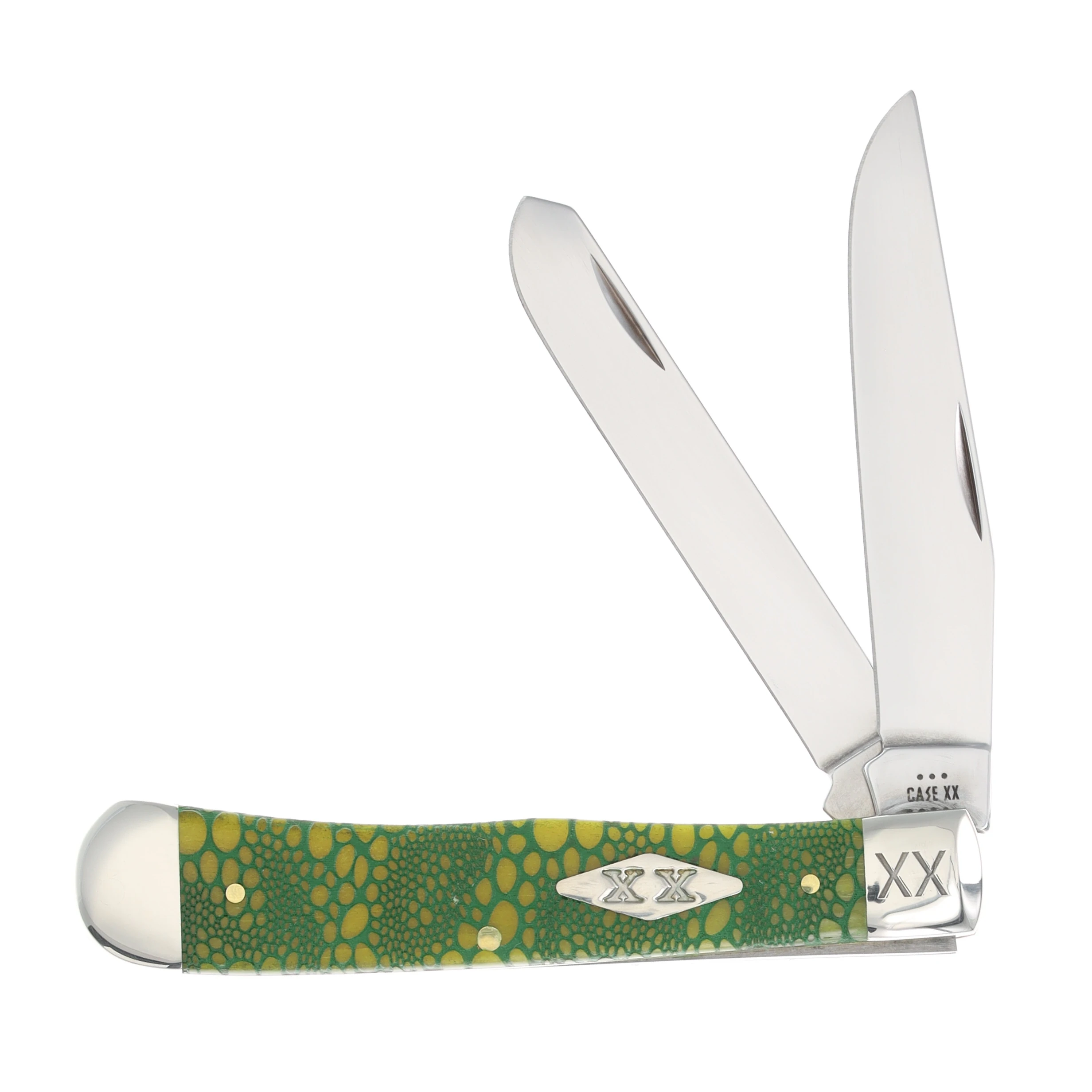 Case XX Lizard Skin Green Bone Trapper Folding Knife CA12523GLS View 1