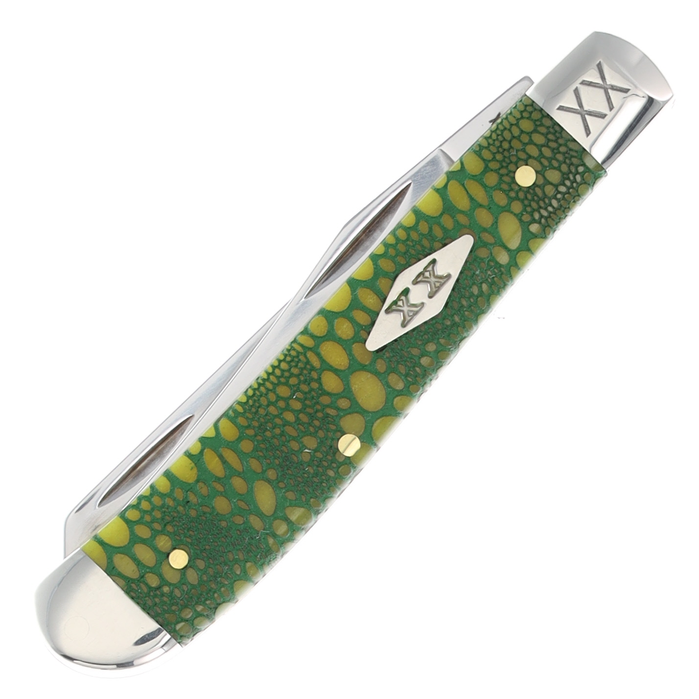Case XX Lizard Skin Green Bone Mini Trapper Folding Knife CA12524GLS View 3
