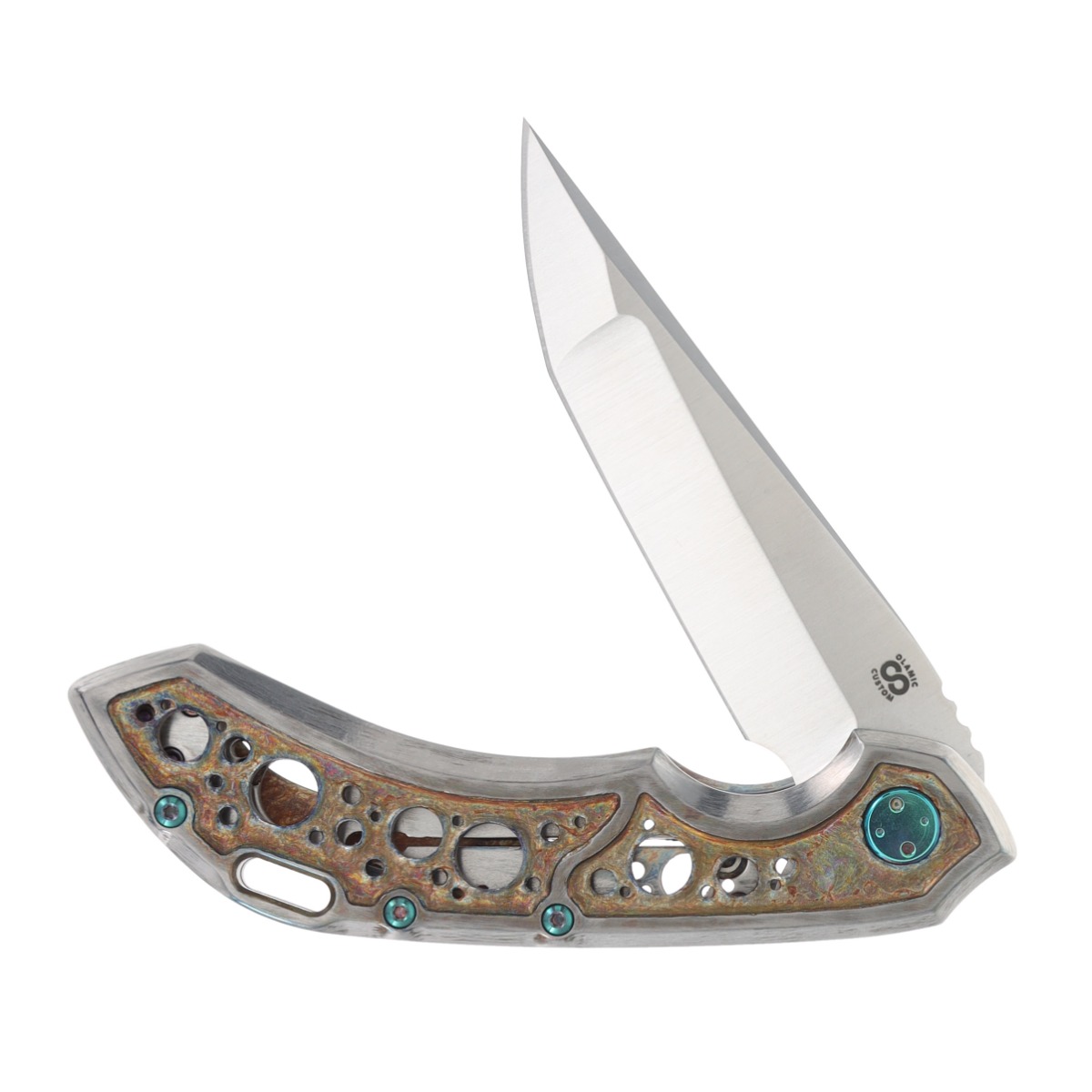 Olamic Wayfarer 247 Framelock Folding Knife (Satin Companto, Neontropic Acid Rain) 094Q View 3